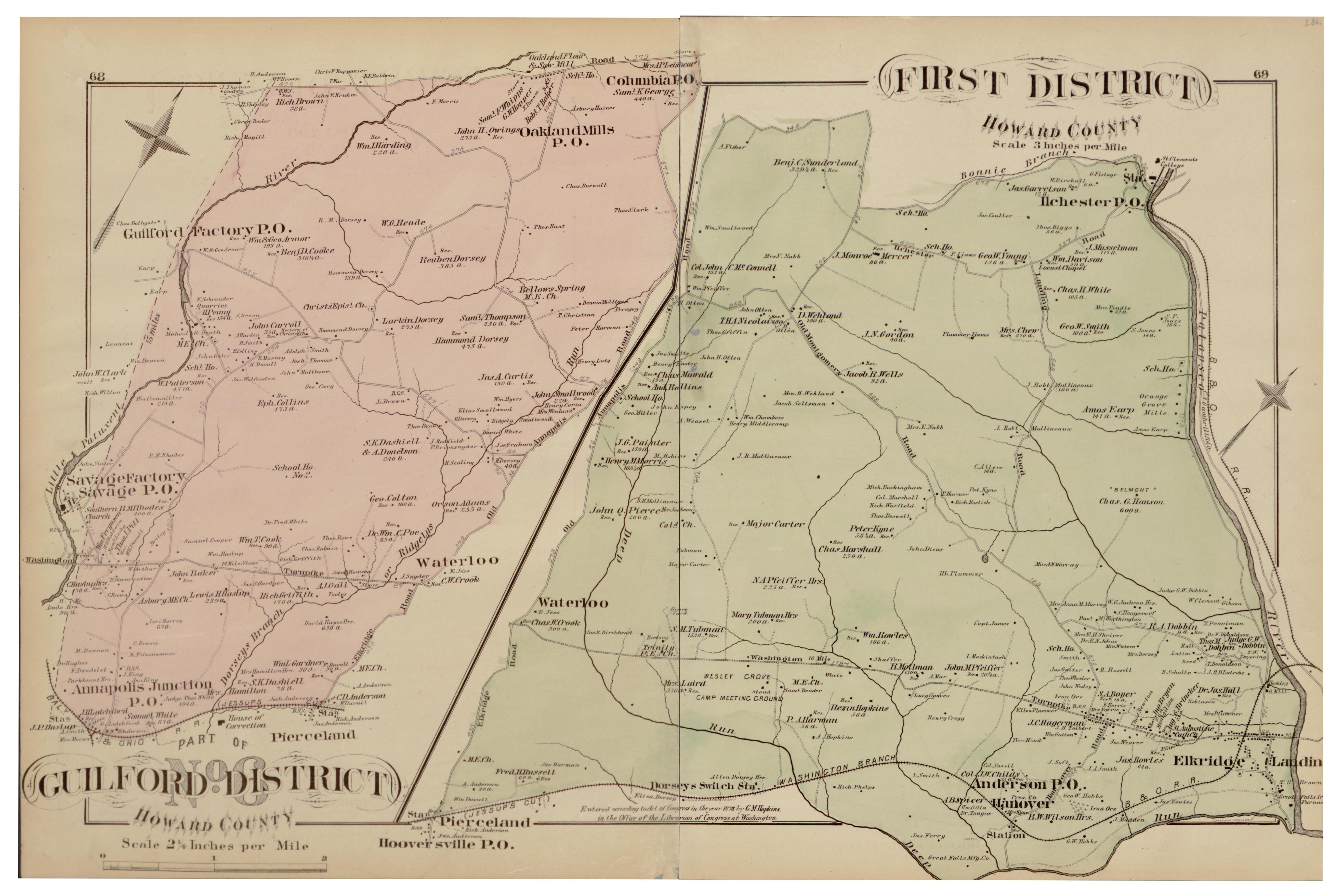 This old map of Anne Arundel County, Baltimore County, Baltimore Suburban Area, Maryland,  was created by Hopkins, Griffith Morgan in 1878