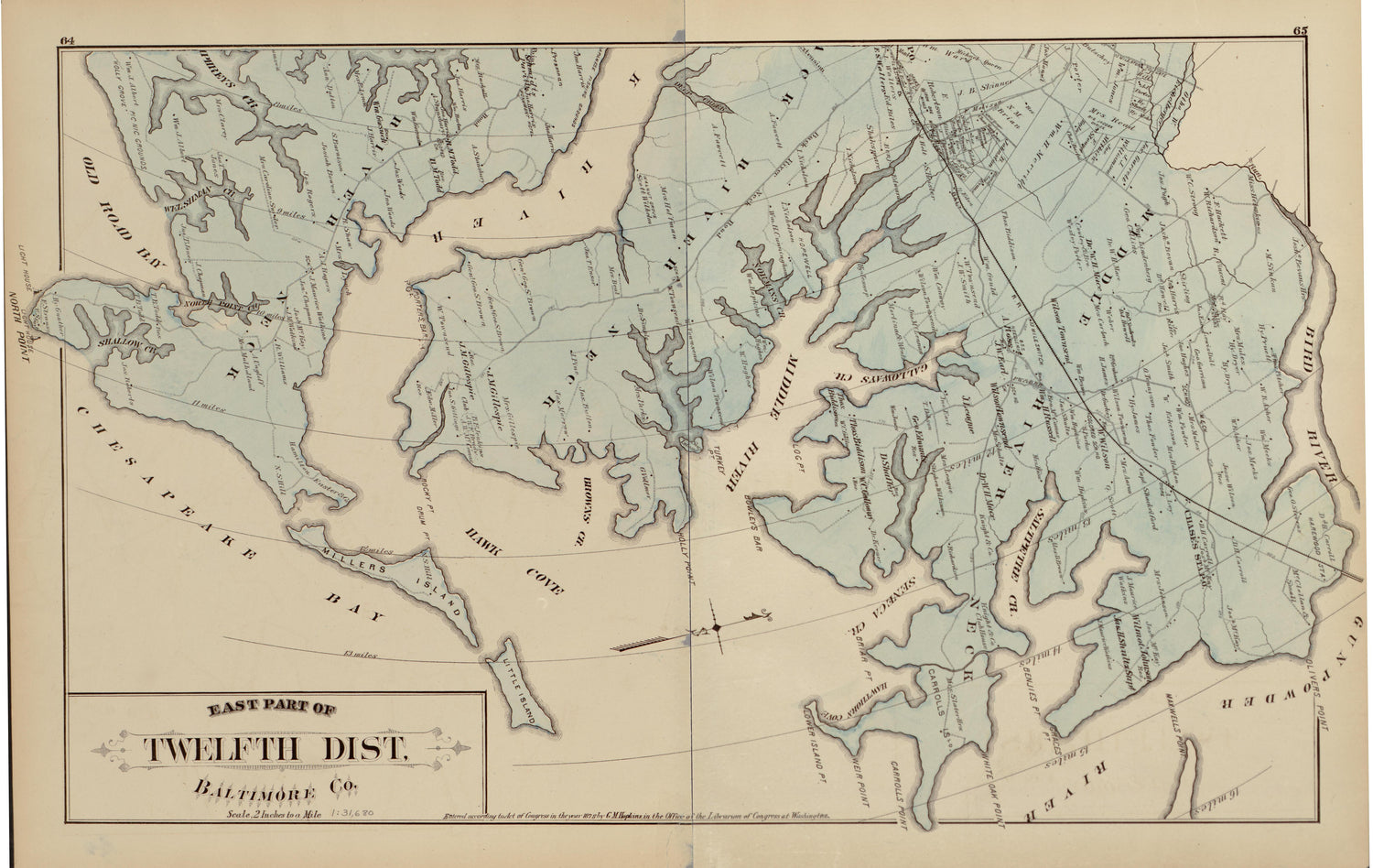 East Part of Twelfth District from Atlas of Fifteen Miles Around Baltimore, Including Anne Arundel County, Maryland 1878 by Relic Map Company