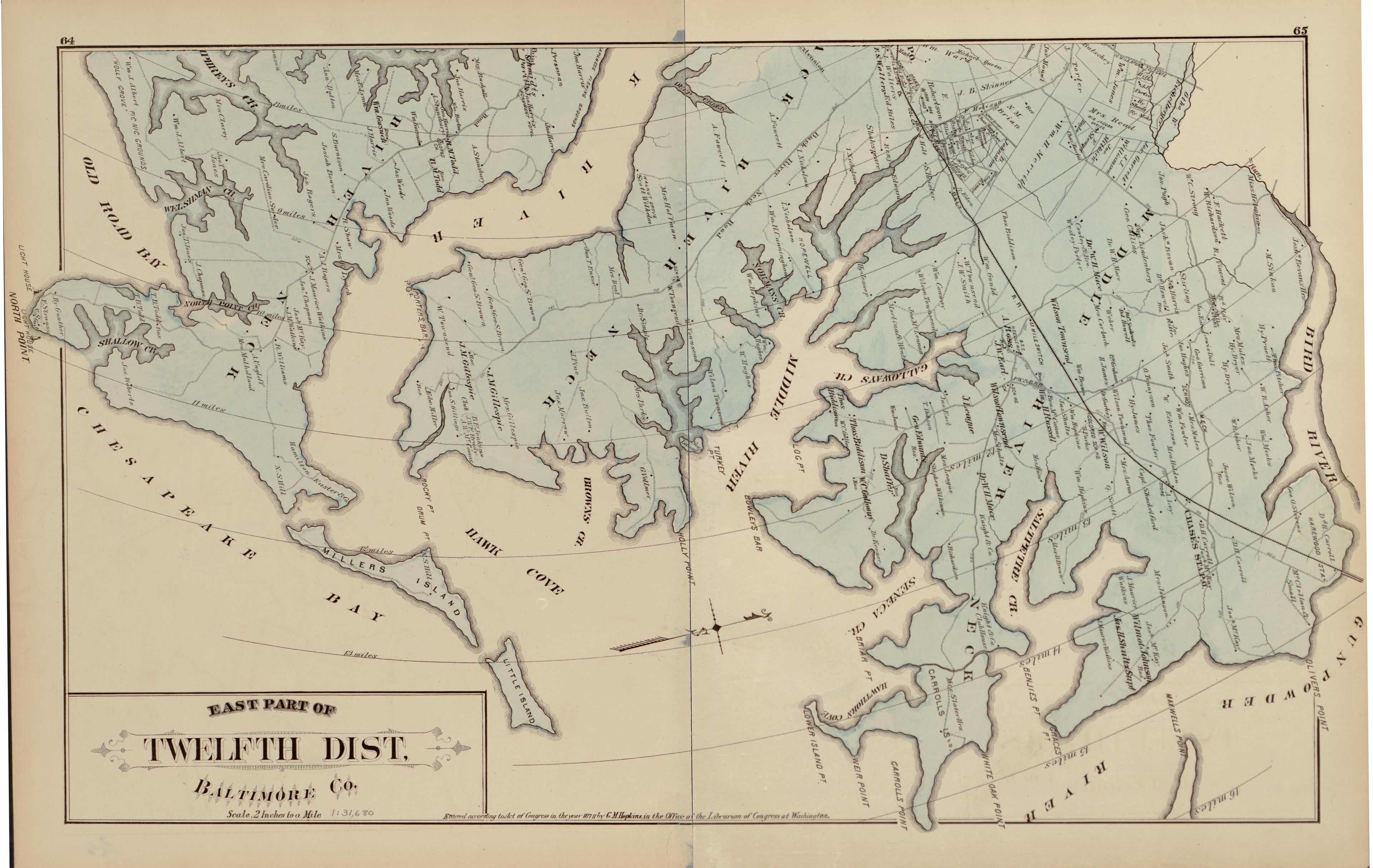 East Part of Twelfth District from Atlas of Fifteen Miles Around Baltimore, Including Anne Arundel County, Maryland 1878 by Relic Map Company