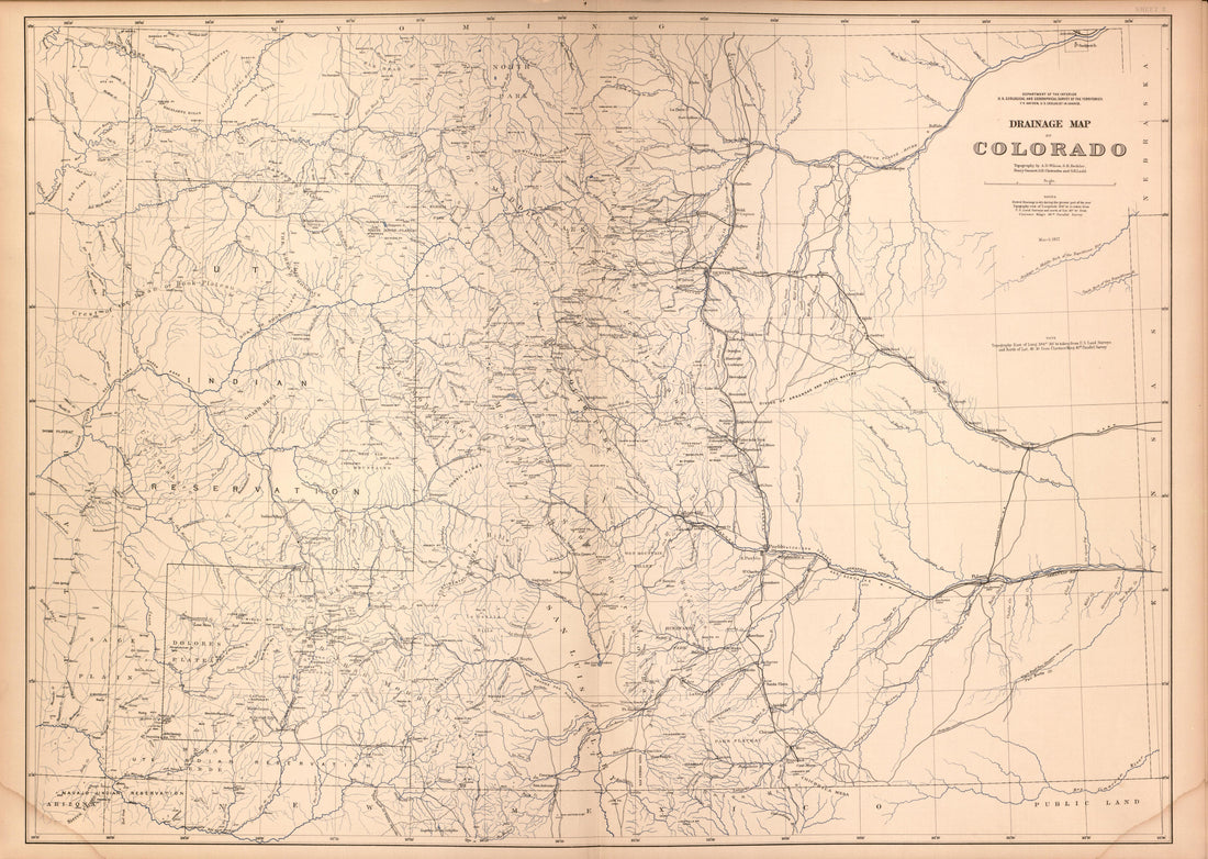 This old map of Colorado,  was created by Geological and Geographical Survey of the Territories (U.S.)|Hayden, F. V. (Ferdinand Vandeveer) in 1877