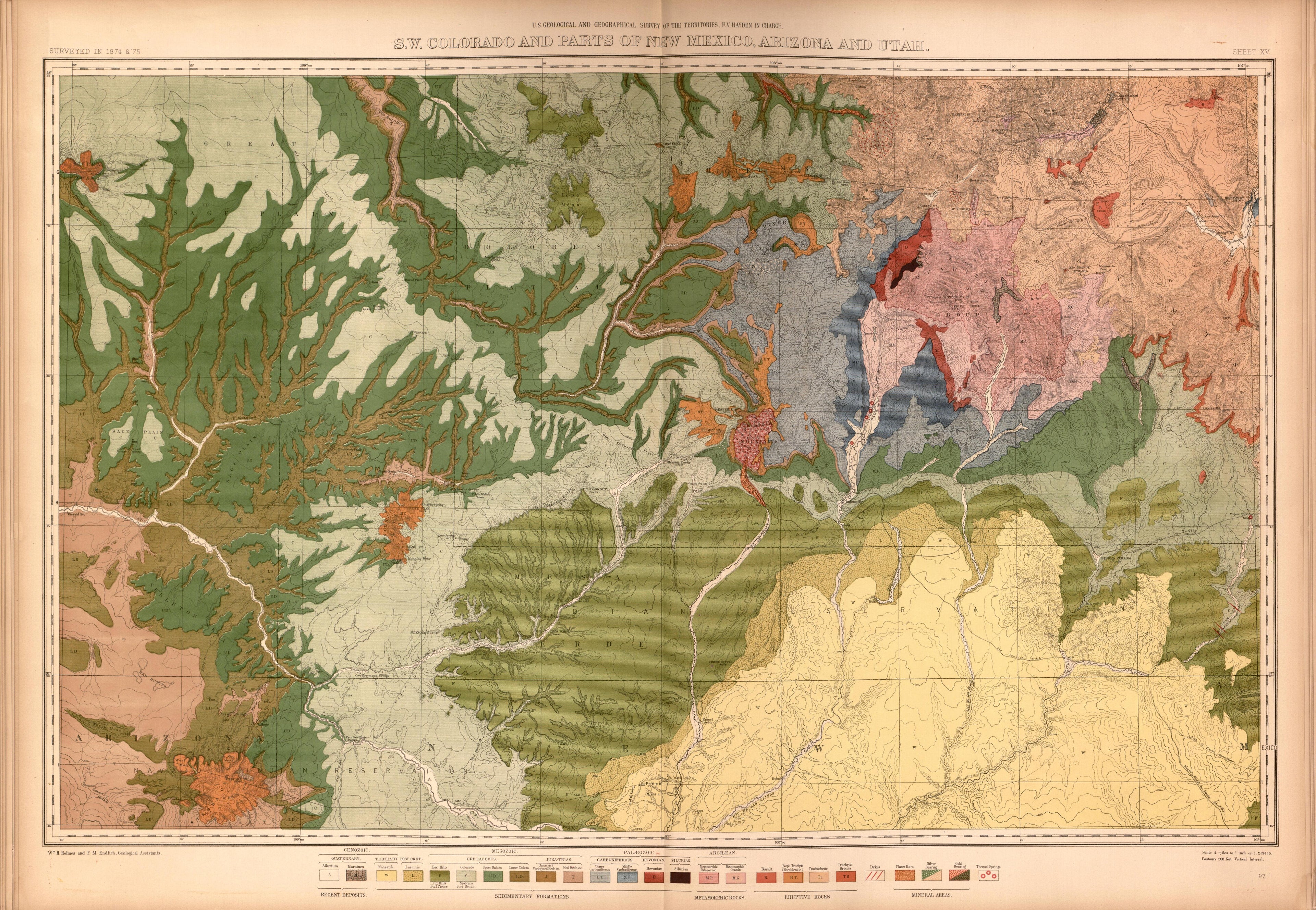 This old map of Colorado,  was created by Geological and Geographical Survey of the Territories (U.S.)|Hayden, F. V. (Ferdinand Vandeveer) in 1877