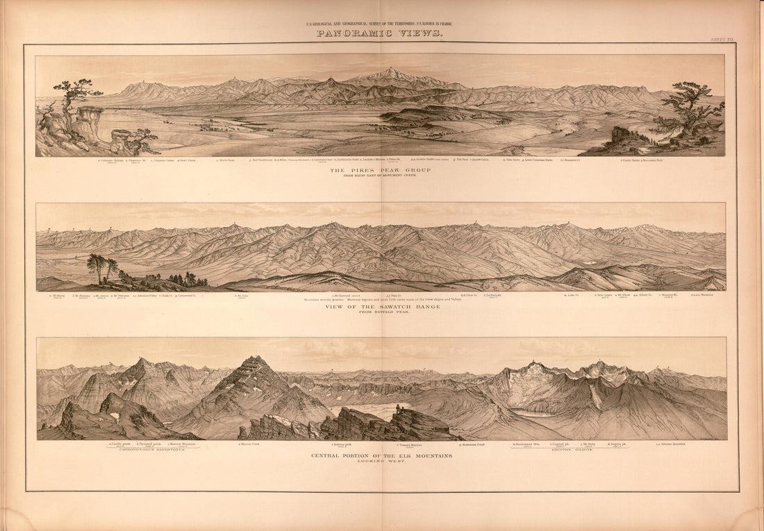 This old map of Colorado,  was created by Geological and Geographical Survey of the Territories (U.S.)|Hayden, F. V. (Ferdinand Vandeveer) in 1877