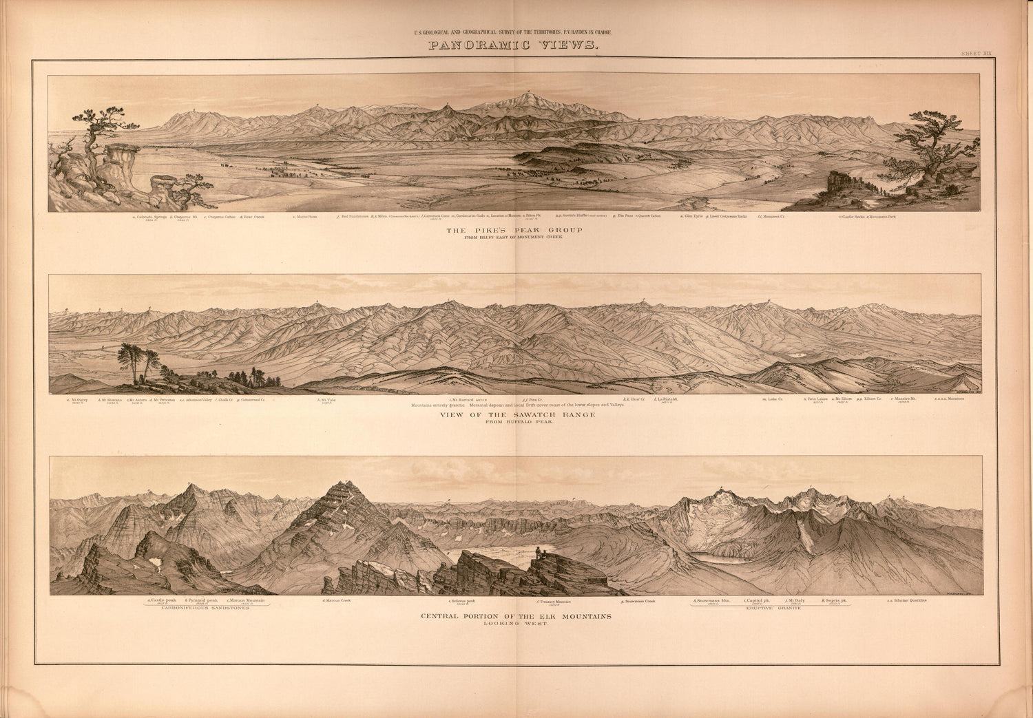 This old map of Colorado,  was created by Geological and Geographical Survey of the Territories (U.S.)|Hayden, F. V. (Ferdinand Vandeveer) in 1877