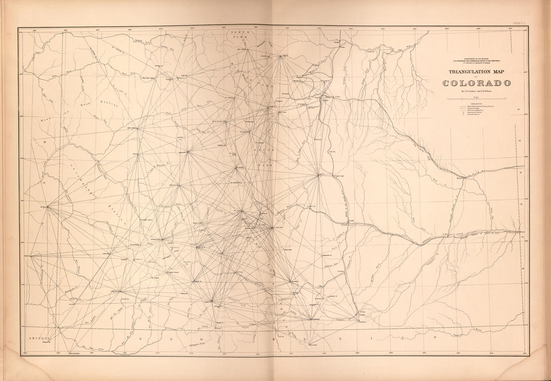 This old map of Colorado,  was created by Geological and Geographical Survey of the Territories (U.S.)|Hayden, F. V. (Ferdinand Vandeveer) in 1877