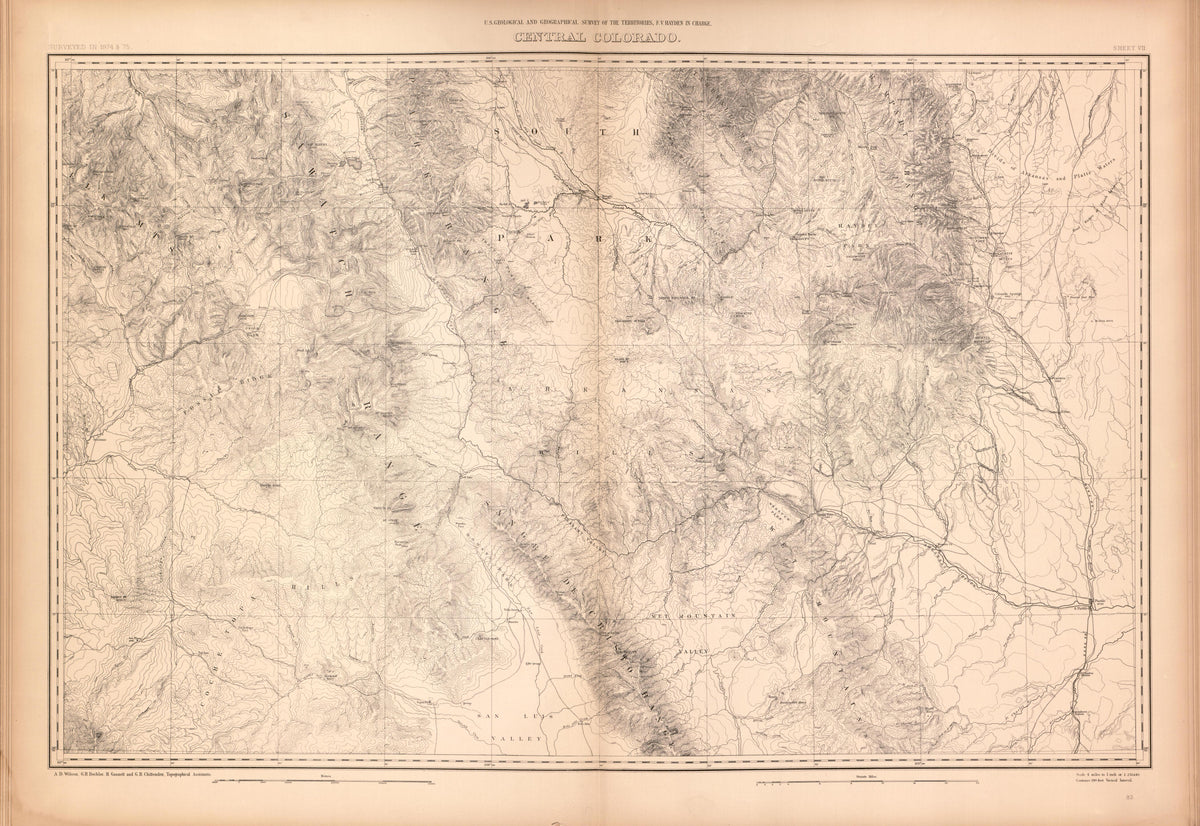 Sheet VII: Central Colorado from Geological and Geographical Atlas of Colorado and Portions of Adjacent Territory 1877 by Relic Map Company
