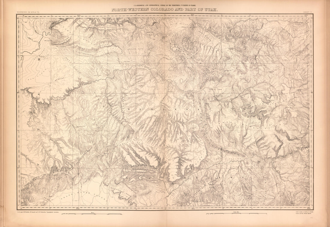 This old map of Colorado,  was created by Geological and Geographical Survey of the Territories (U.S.)|Hayden, F. V. (Ferdinand Vandeveer) in 1877