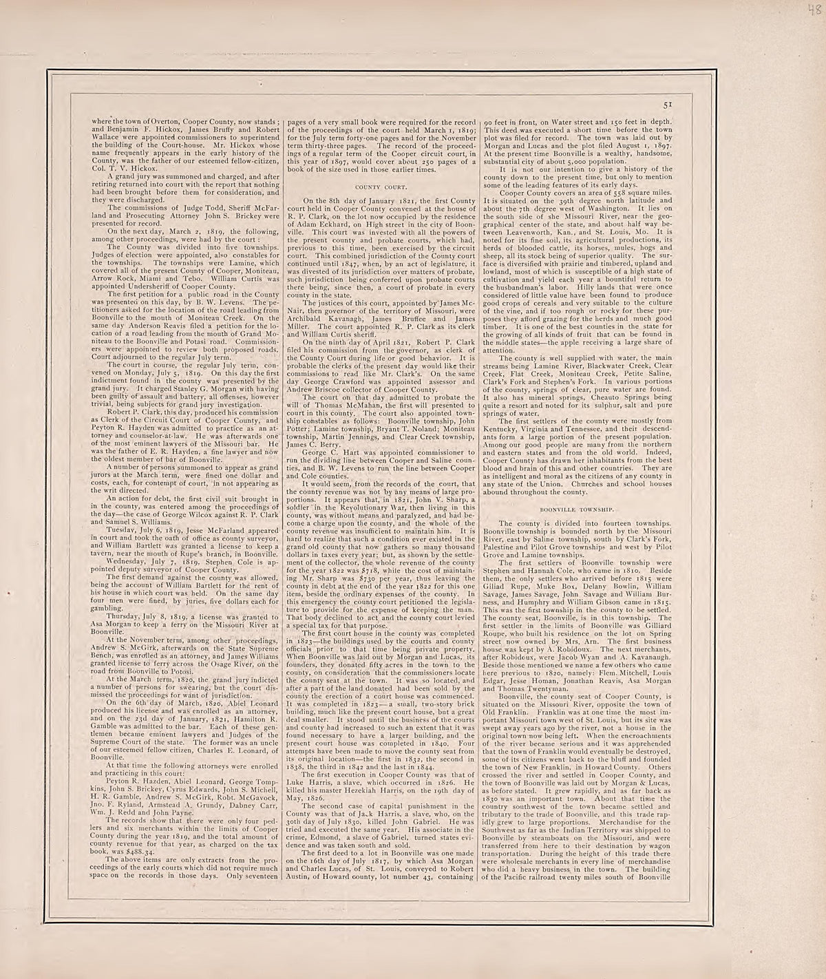 History of Cooper County, Cont. from Illustrated Historical Atlas of Cooper County, Missouri : Compiled and Published from Official Records and Personal Examination 1897 by Relic Map Company