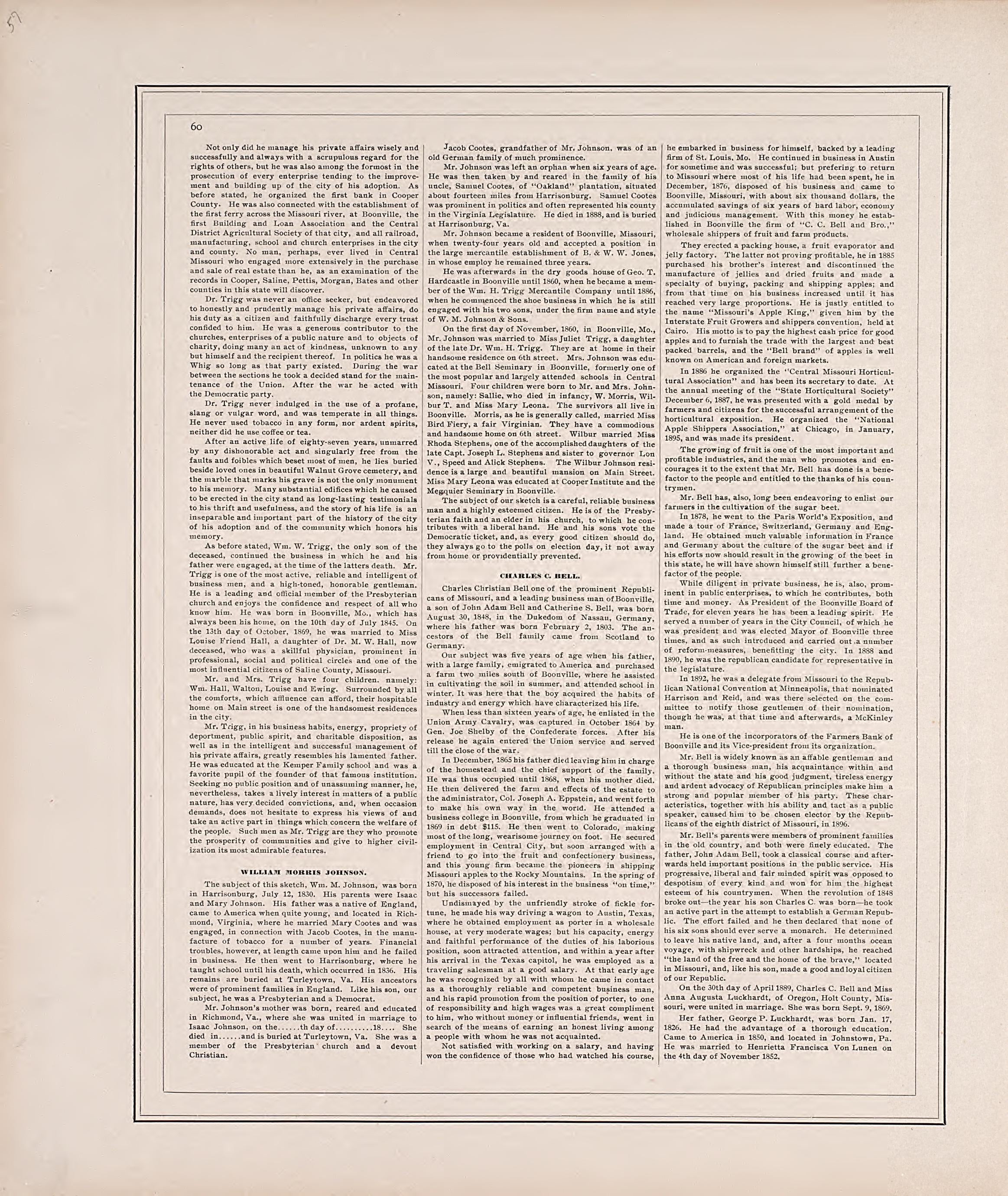 Biographies, Cont. from Illustrated Historical Atlas of Cooper County, Missouri : Compiled and Published from Official Records and Personal Examination 1897 by Relic Map Company