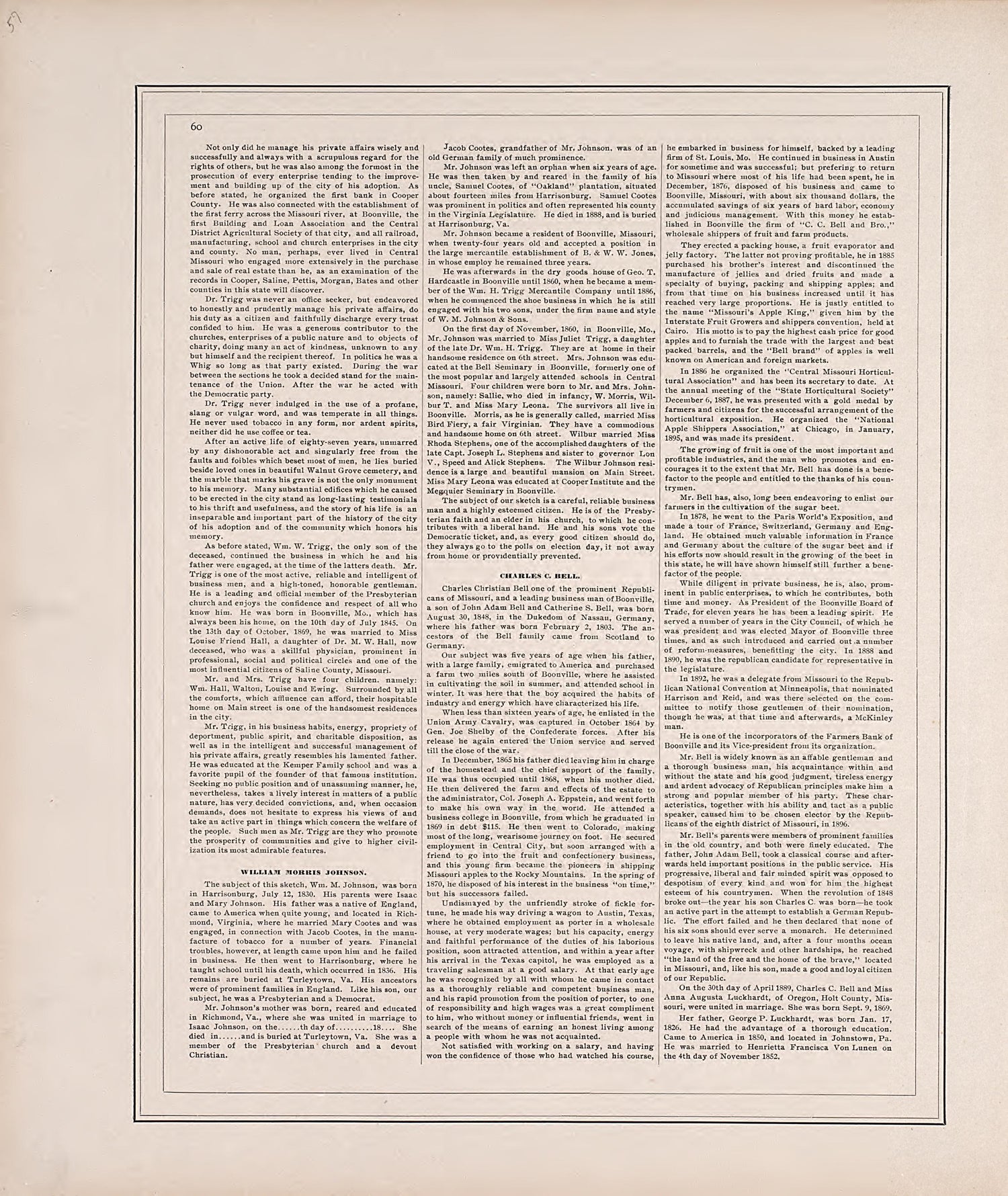 Biographies, Cont. from Illustrated Historical Atlas of Cooper County, Missouri : Compiled and Published from Official Records and Personal Examination 1897 by Relic Map Company