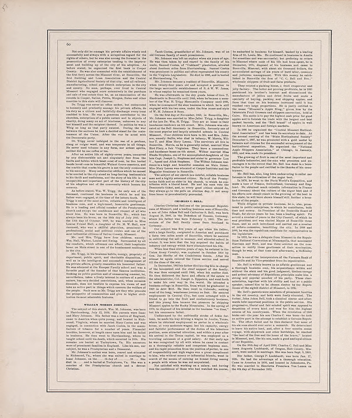 Biographies, Cont. from Illustrated Historical Atlas of Cooper County, Missouri : Compiled and Published from Official Records and Personal Examination 1897 by Relic Map Company
