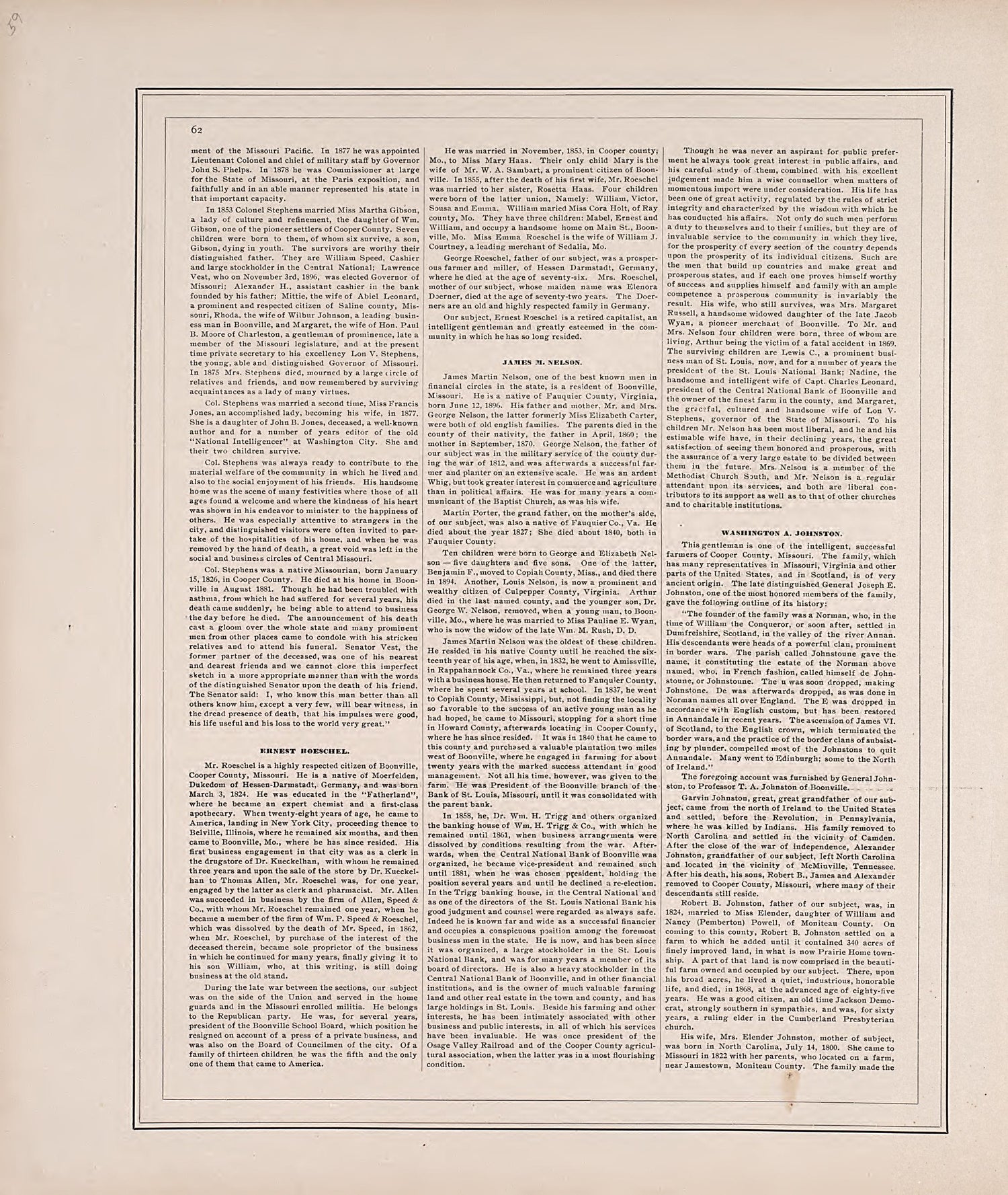 Biographies, Cont. from Illustrated Historical Atlas of Cooper County, Missouri : Compiled and Published from Official Records and Personal Examination 1897 by Relic Map Company