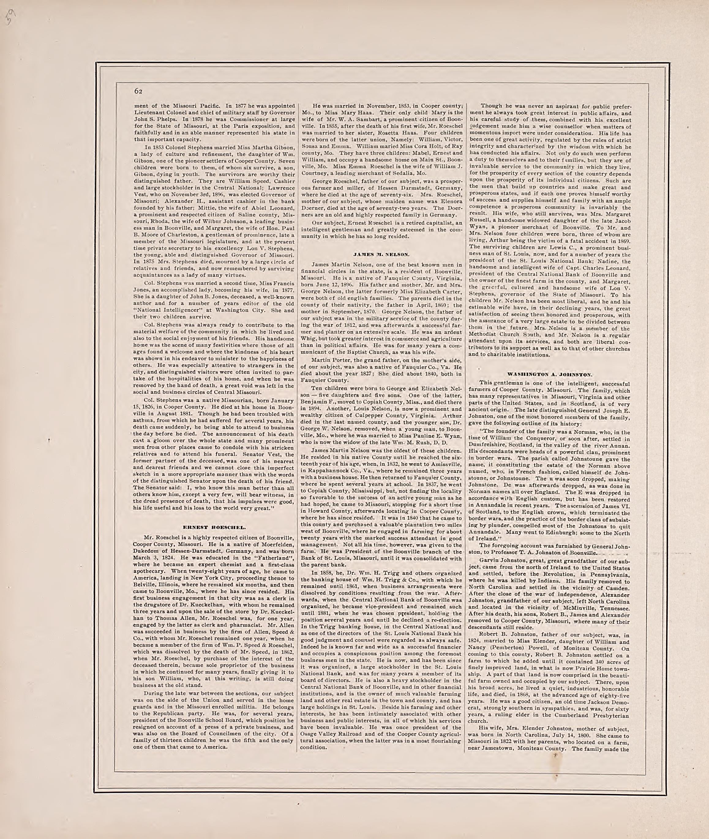 Biographies, Cont. from Illustrated Historical Atlas of Cooper County, Missouri : Compiled and Published from Official Records and Personal Examination 1897 by Relic Map Company