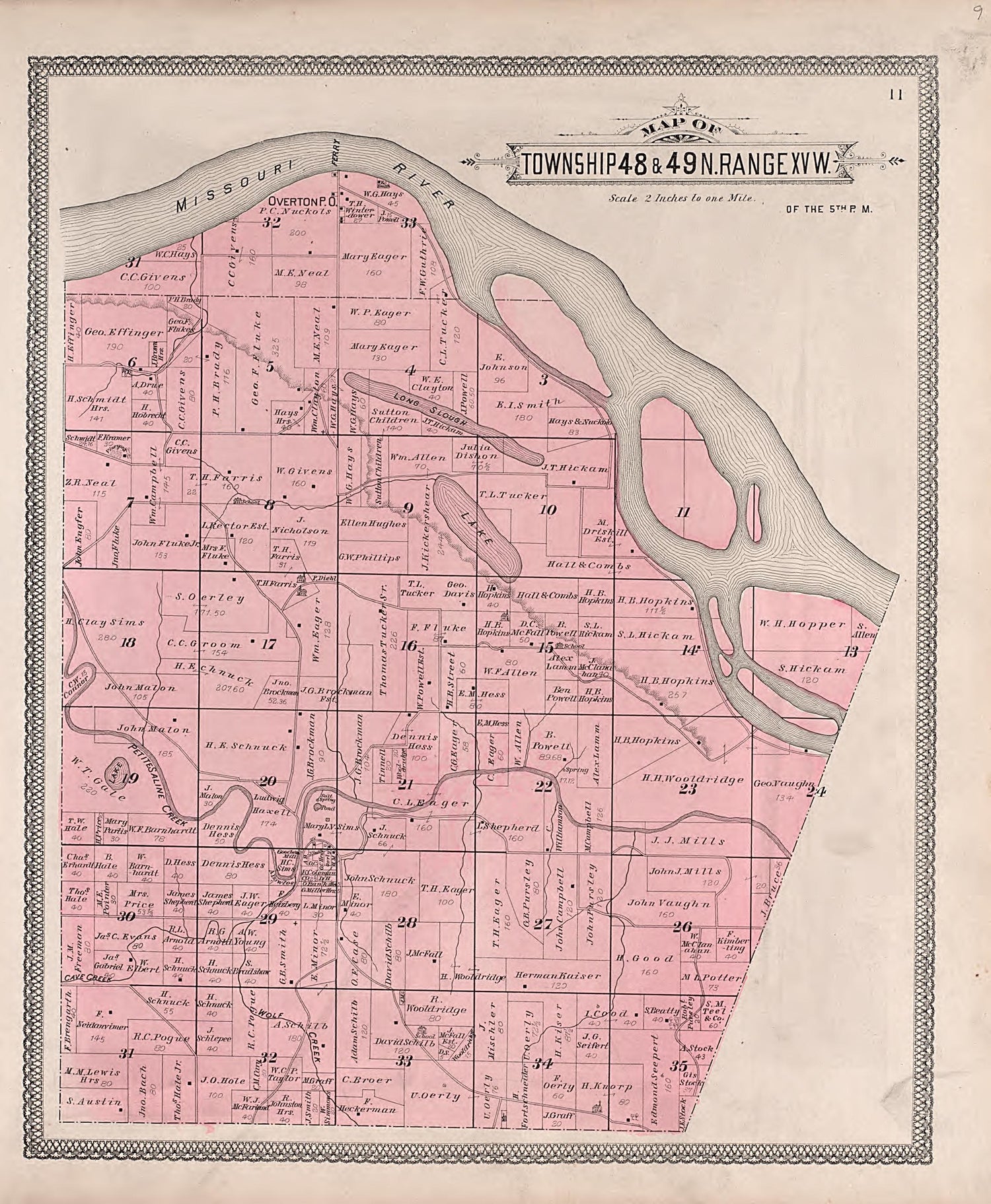 Township 48 &amp; 49N. Range XVW. from Illustrated Historical Atlas of Cooper County, Missouri : Compiled and Published from Official Records and Personal Examination 1897 by Relic Map Company