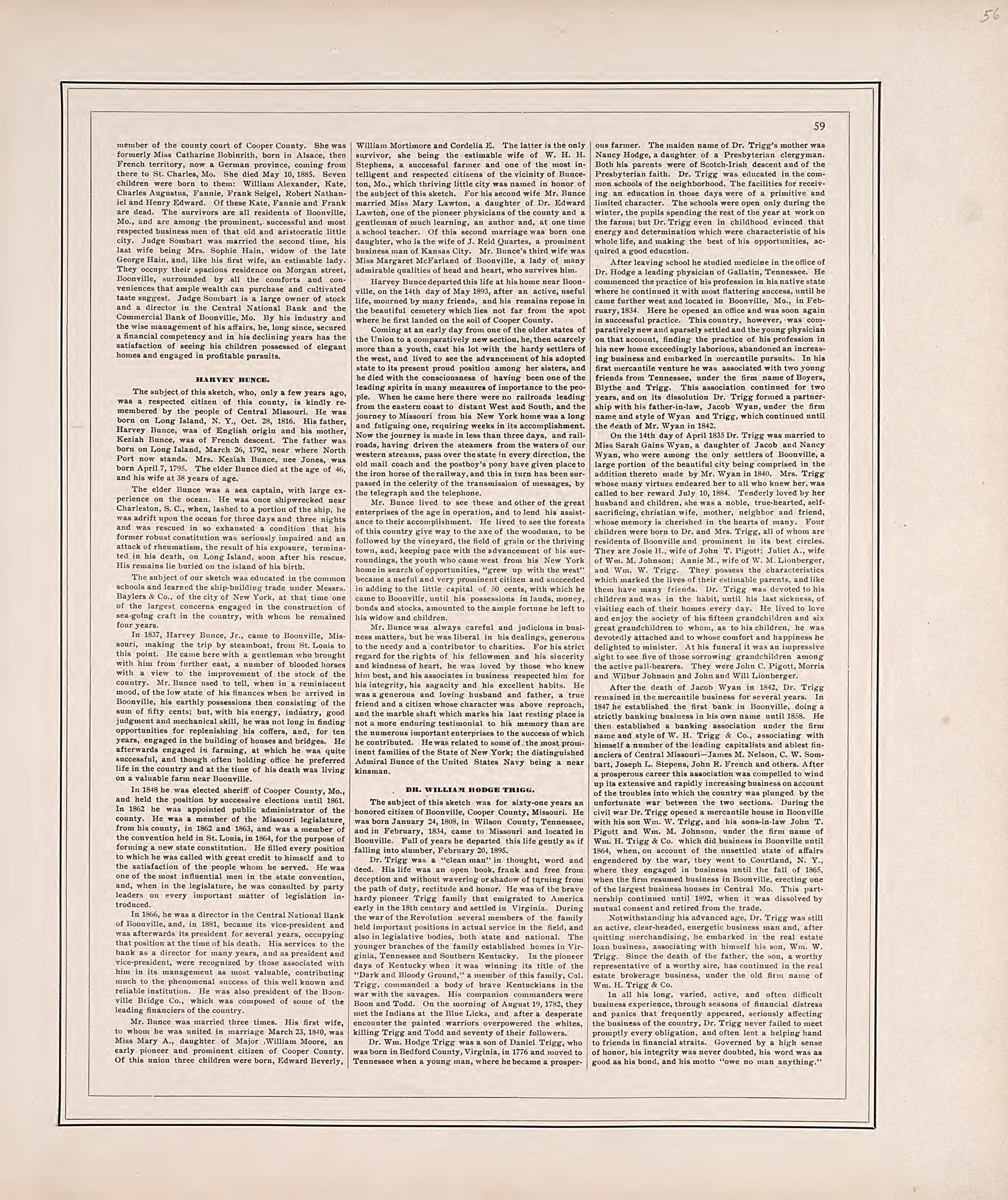 Biographies, Cont. from Illustrated Historical Atlas of Cooper County, Missouri : Compiled and Published from Official Records and Personal Examination 1897 by Relic Map Company