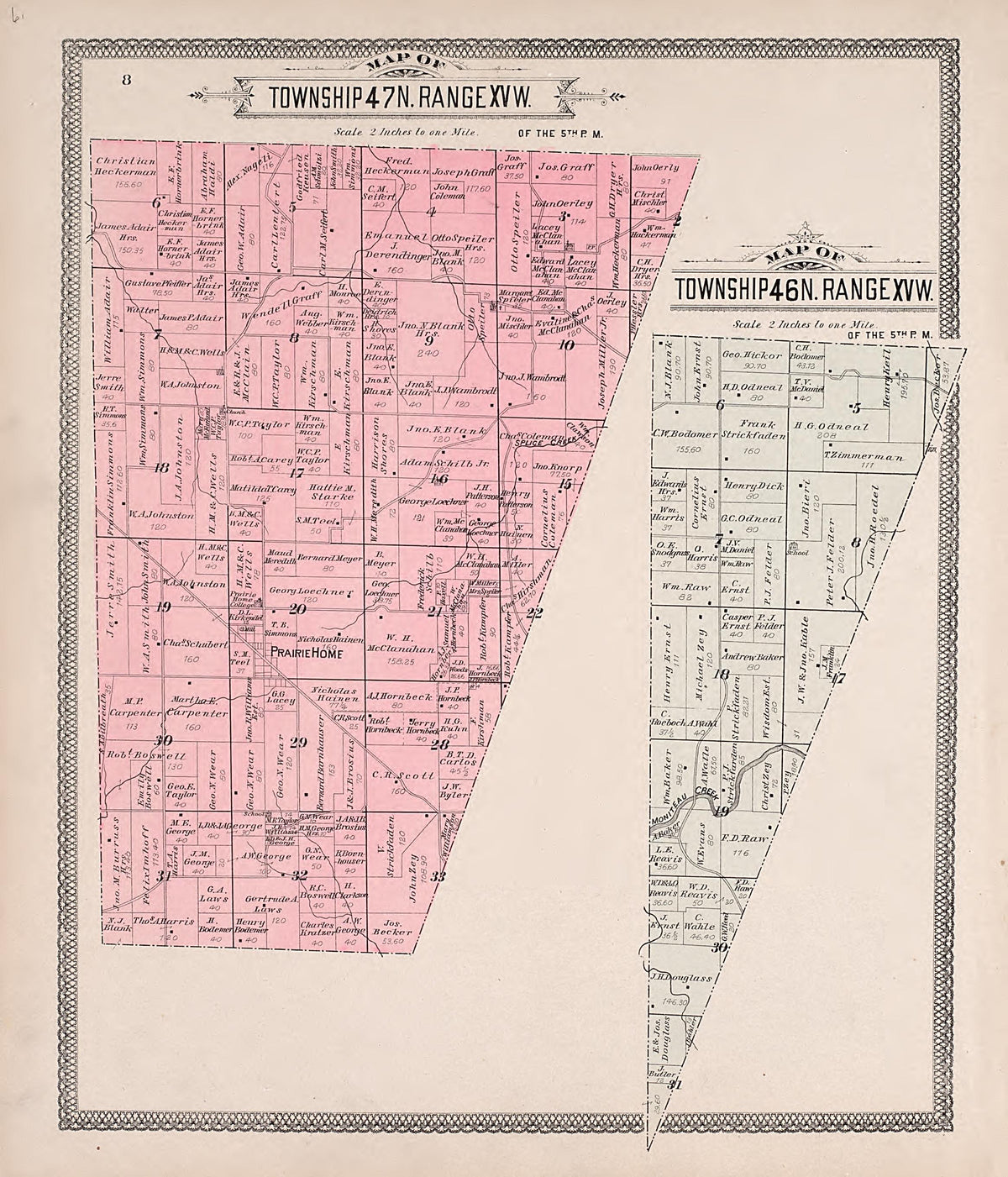 Township 47N. Range XVW. from Illustrated Historical Atlas of Cooper County, Missouri : Compiled and Published from Official Records and Personal Examination 1897 by Relic Map Company