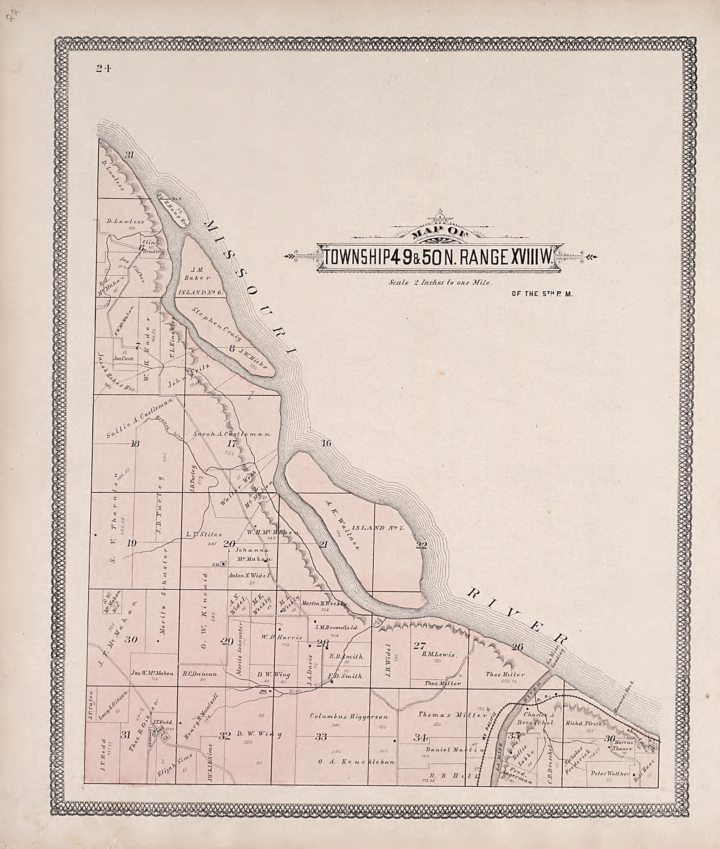 Township 49 &amp; 50N. Range XVIIIW. from Illustrated Historical Atlas of Cooper County, Missouri : Compiled and Published from Official Records and Personal Examination 1897 by Relic Map Company