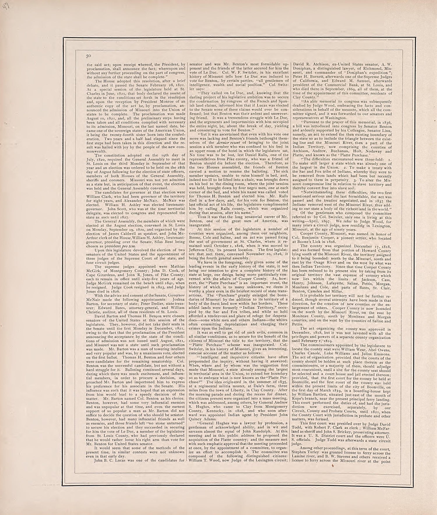 History of Cooper County, Cont. from Illustrated Historical Atlas of Cooper County, Missouri : Compiled and Published from Official Records and Personal Examination 1897 by Relic Map Company