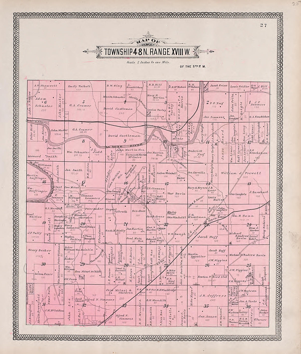 Township 48N. Range XVIIIW. from Illustrated Historical Atlas of Cooper County, Missouri : Compiled and Published from Official Records and Personal Examination 1897 by Relic Map Company