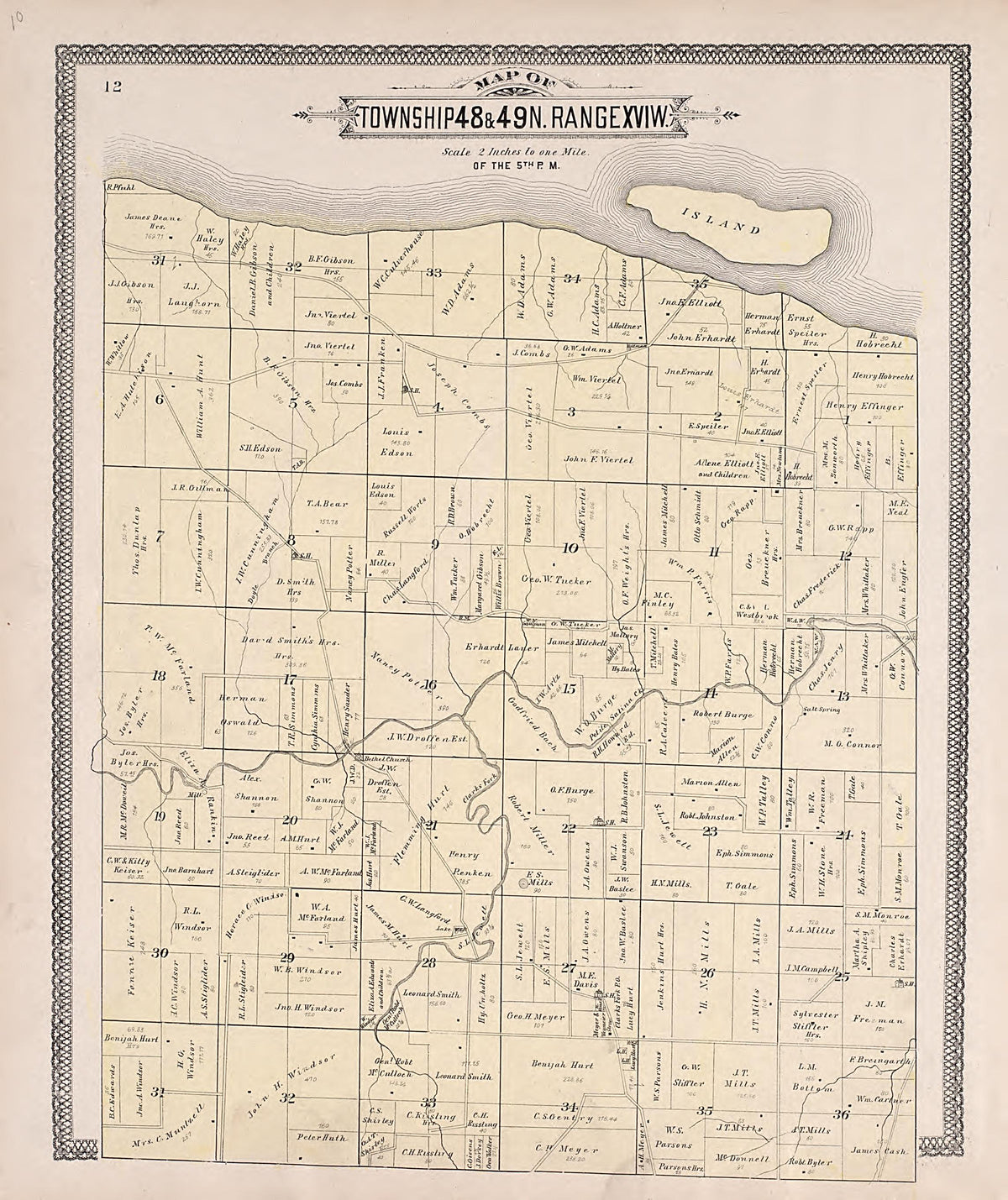Township 48 &amp; 49N. Range XVIW from Illustrated Historical Atlas of Cooper County, Missouri : Compiled and Published from Official Records and Personal Examination 1897 by Relic Map Company