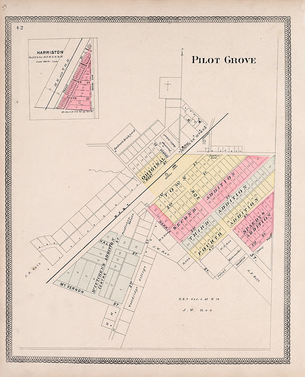 Pilot Grove; Harriston from Illustrated Historical Atlas of Cooper County, Missouri : Compiled and Published from Official Records and Personal Examination 1897 by Relic Map Company