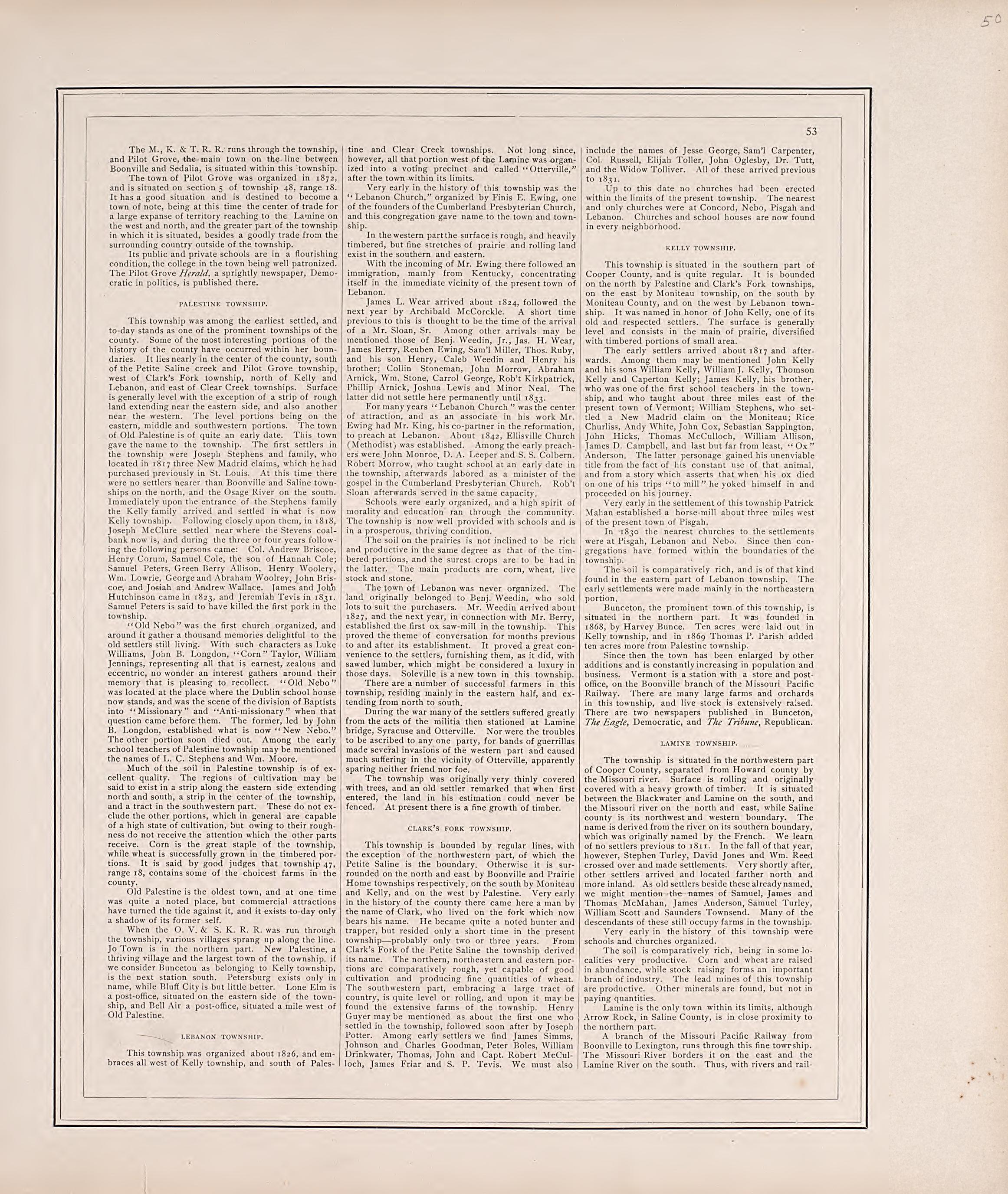 This old map of Cooper County, Missouri,  was created by Central Map Co|Wangersheim, S. in 1897
