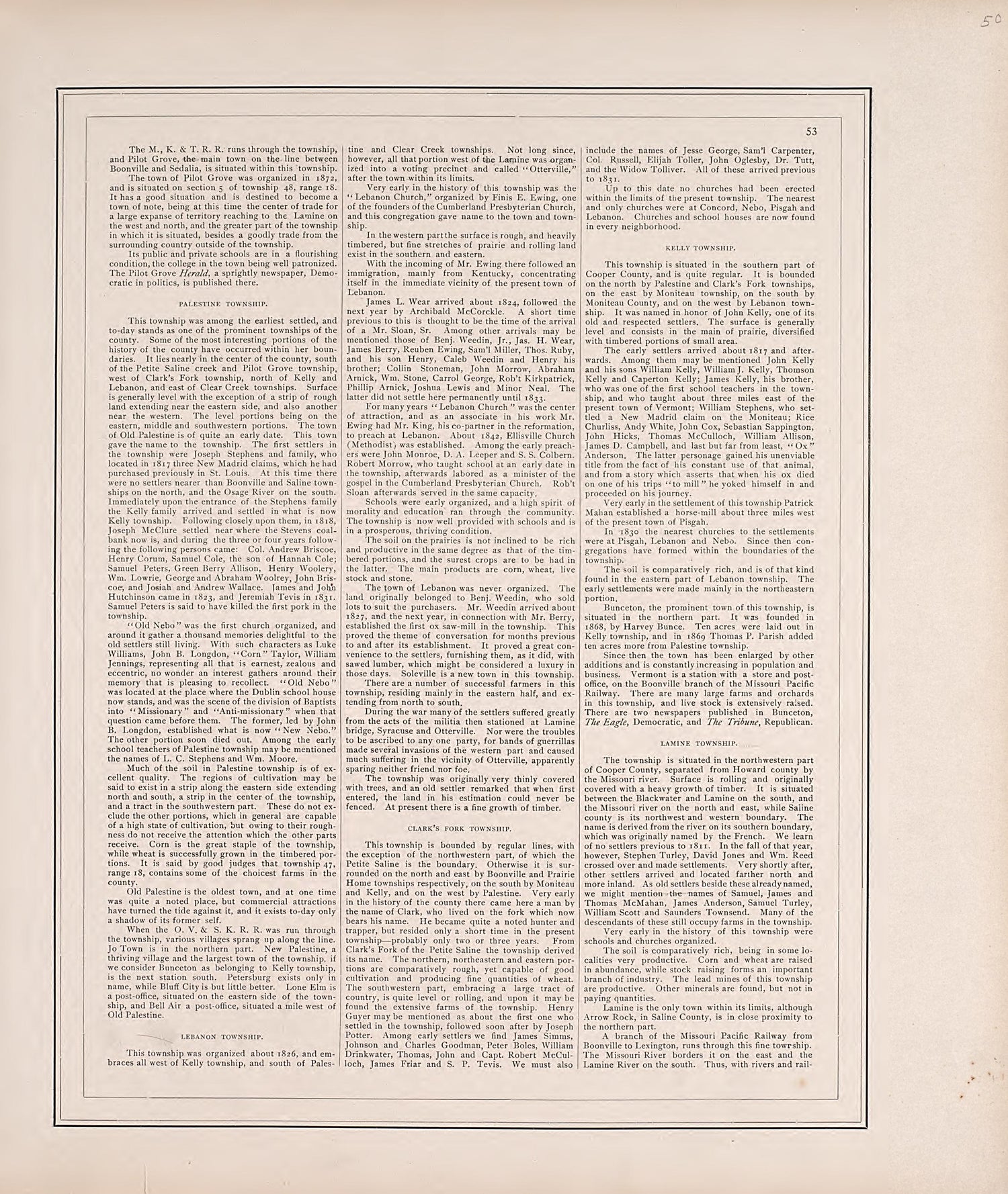 This old map of Cooper County, Missouri,  was created by Central Map Co|Wangersheim, S. in 1897