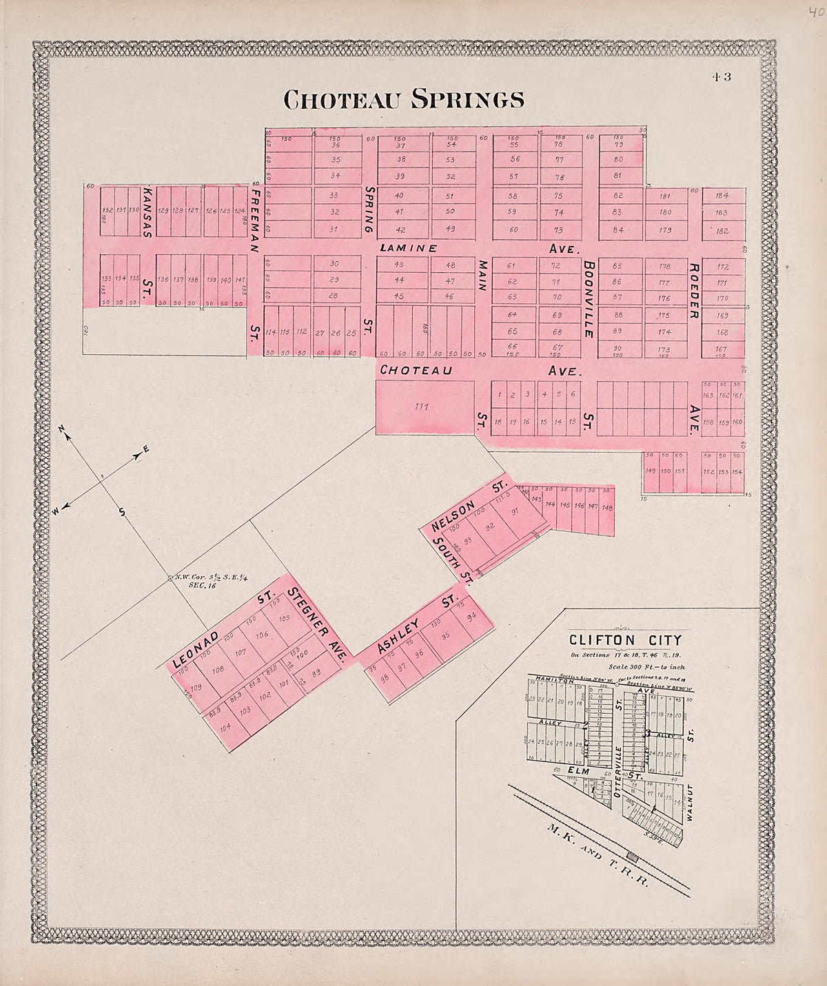 Choteau Springs from Illustrated Historical Atlas of Cooper County, Missouri : Compiled and Published from Official Records and Personal Examination 1897 by Relic Map Company