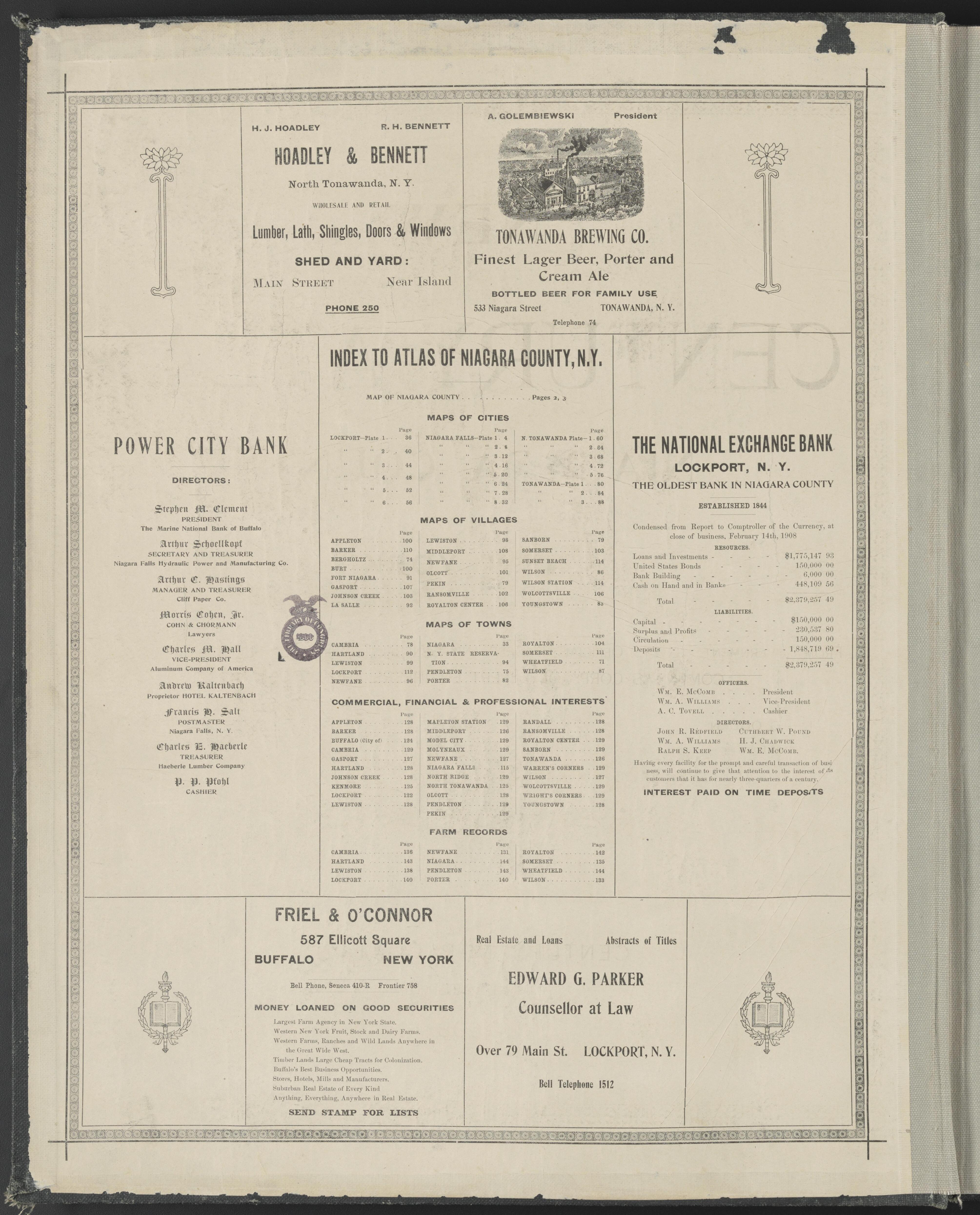 This old map of New York, New York (State), Niagara County,  was created by Century Map Company|Ogden, L. J. G.|Westgard, William in 1908