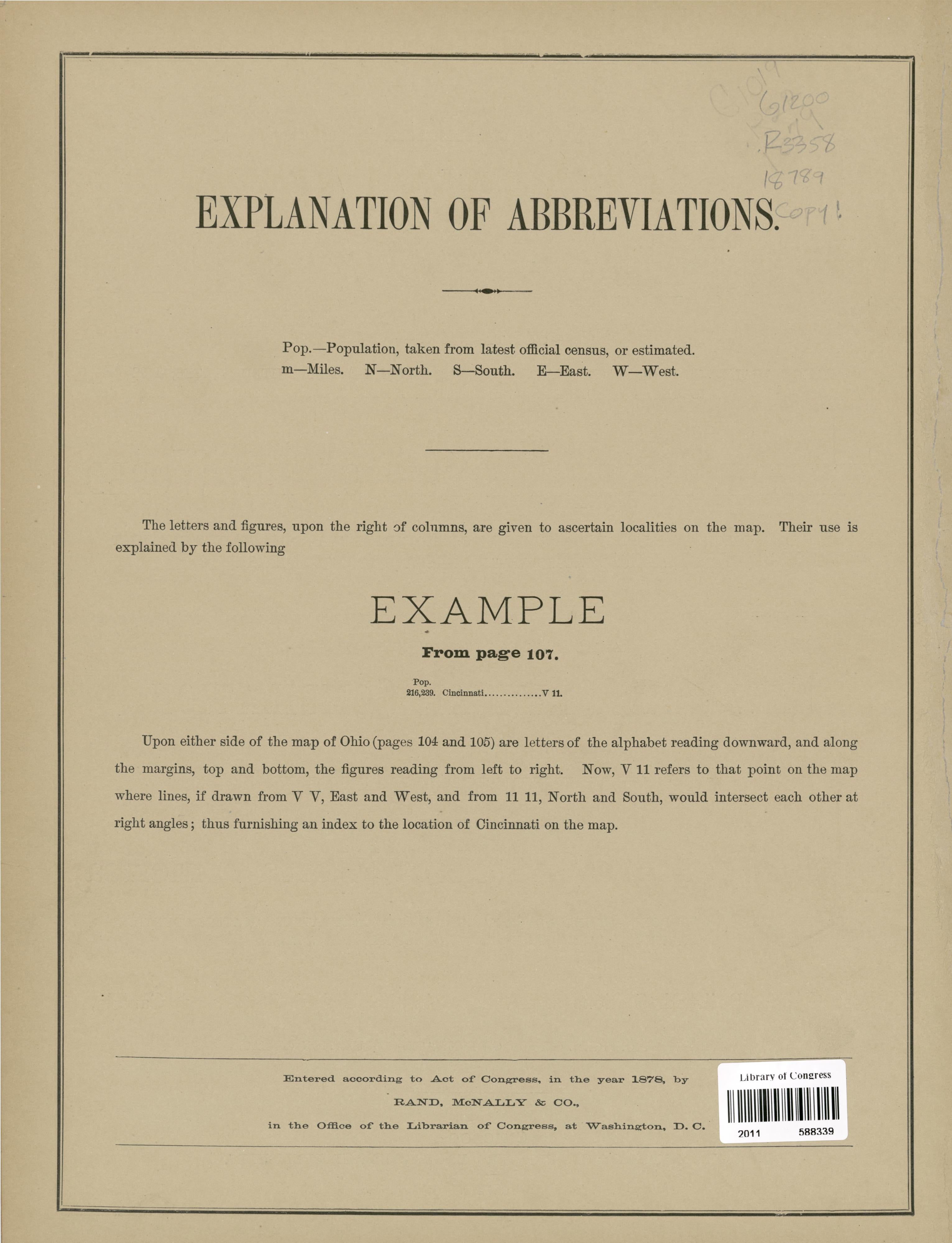 Explanation of Abbreviations from Rand McNally &amp; Co&