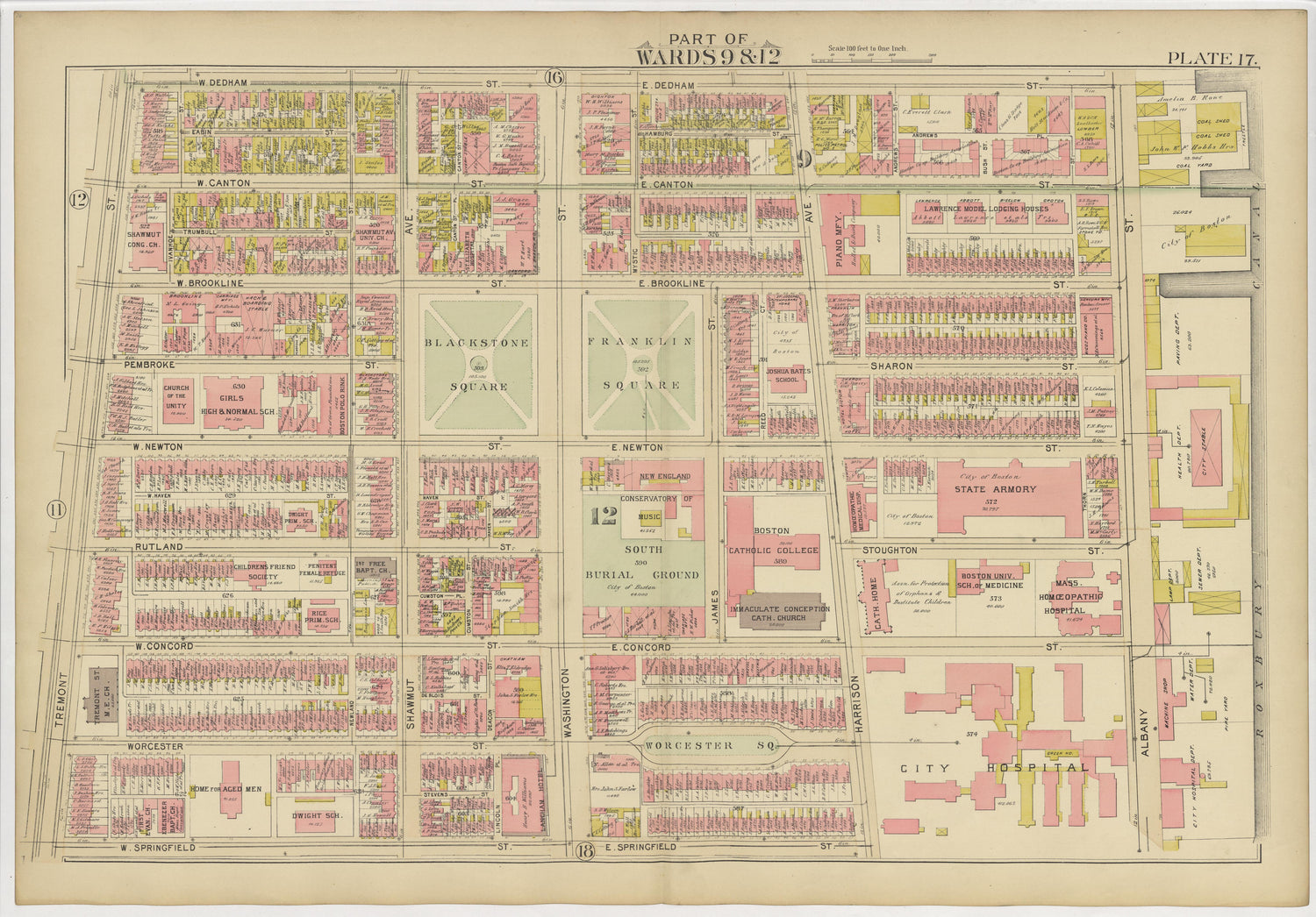 This old map of Boston, Massachusetts, Roxbury, , West Roxbury was created by Bromley, George Washington|Bromley, Walter Scott|G.W. Bromley &amp; Co in 1895