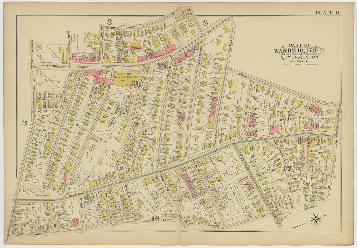 This old map of Boston, Massachusetts, Roxbury, , West Roxbury was created by Bromley, George Washington|Bromley, Walter Scott|G.W. Bromley &amp; Co in 1895