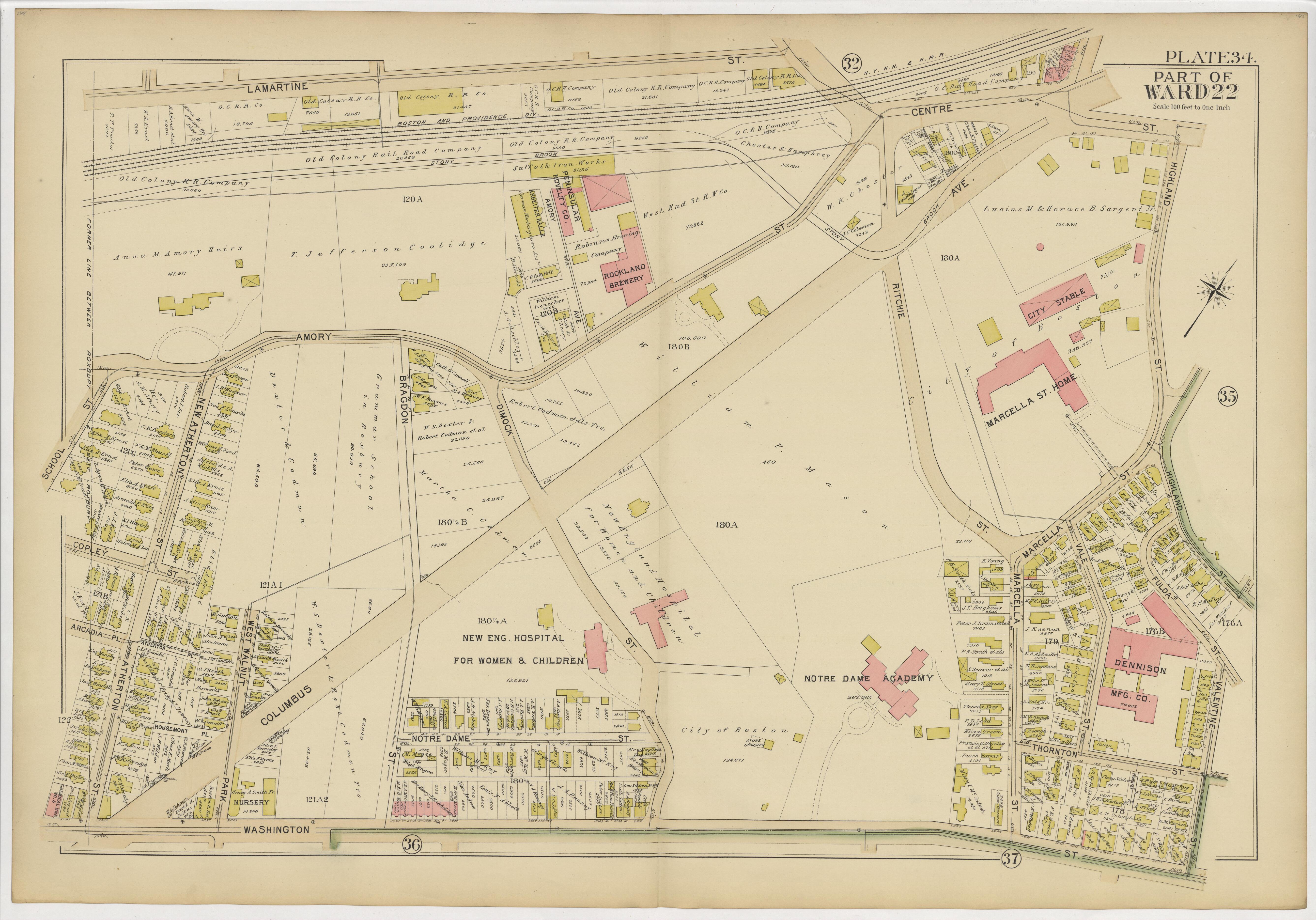 This old map of Boston, Massachusetts, Roxbury, , West Roxbury was created by Bromley, George Washington|Bromley, Walter Scott|G.W. Bromley &amp; Co in 1895