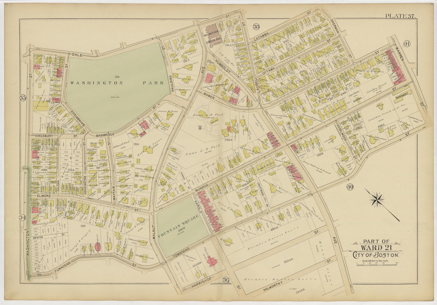 This old map of Boston, Massachusetts, Roxbury, , West Roxbury was created by Bromley, George Washington|Bromley, Walter Scott|G.W. Bromley &amp; Co in 1895