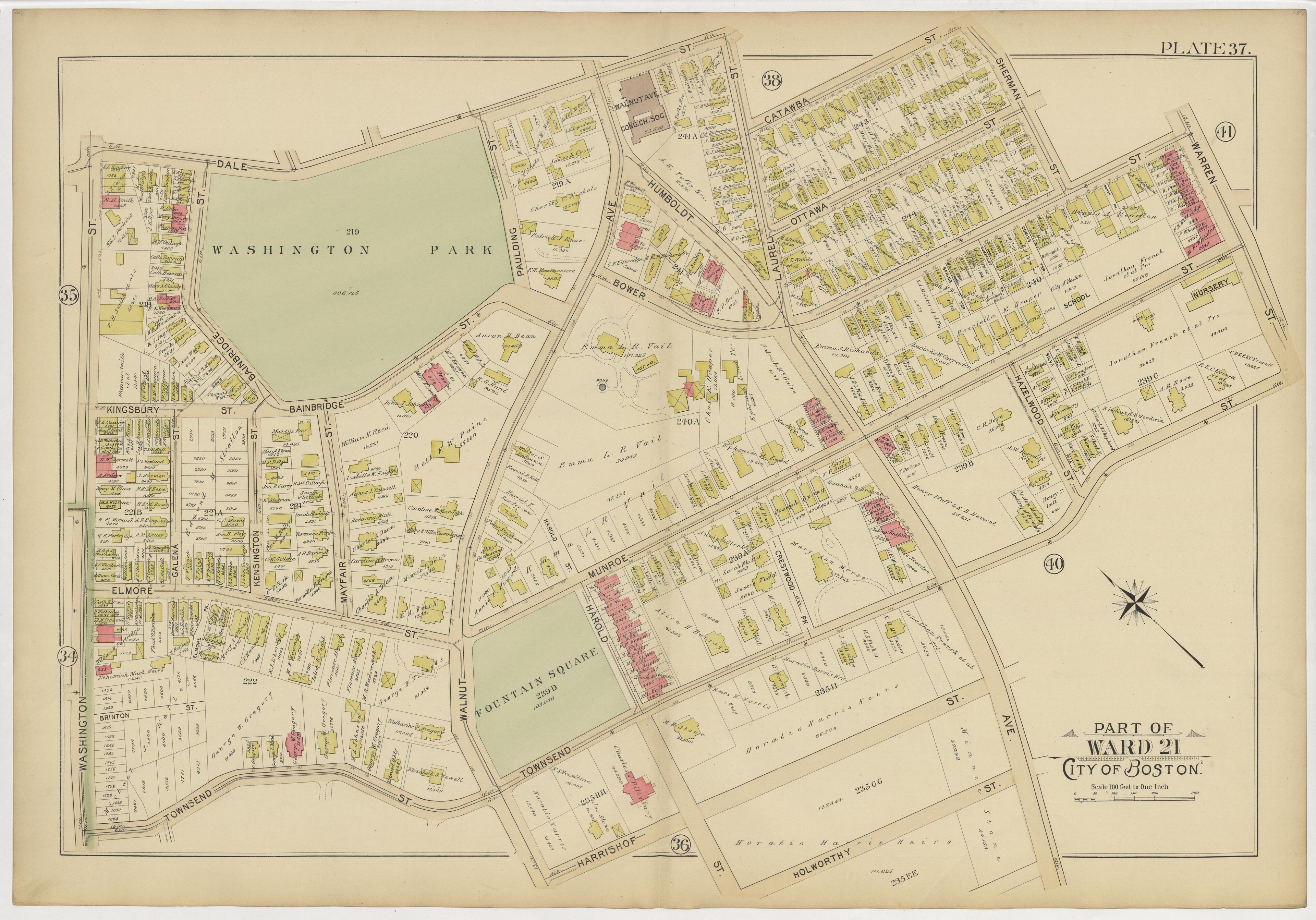 This old map of Boston, Massachusetts, Roxbury, , West Roxbury was created by Bromley, George Washington|Bromley, Walter Scott|G.W. Bromley &amp; Co in 1895