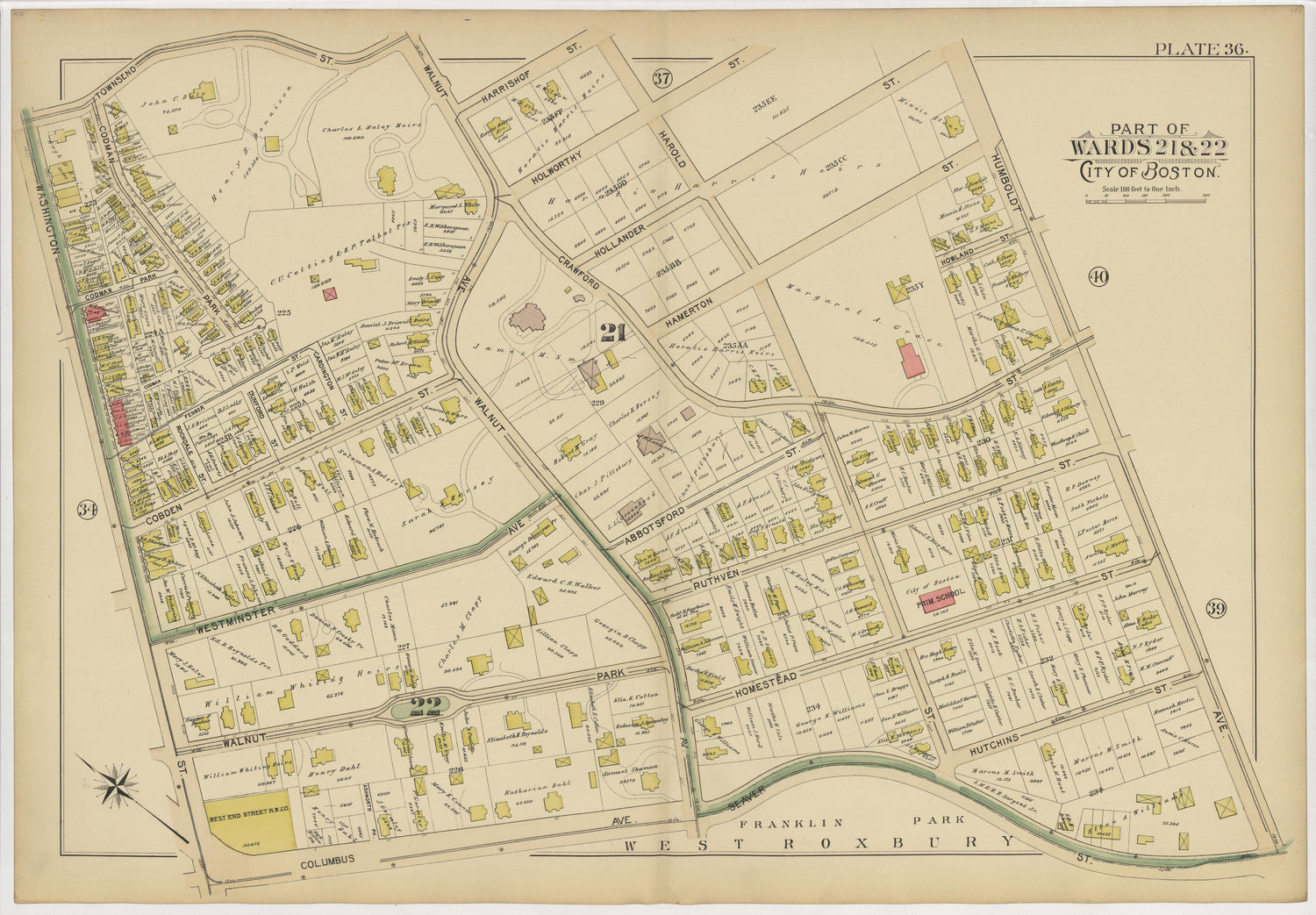 This old map of Boston, Massachusetts, Roxbury, , West Roxbury was created by Bromley, George Washington|Bromley, Walter Scott|G.W. Bromley &amp; Co in 1895
