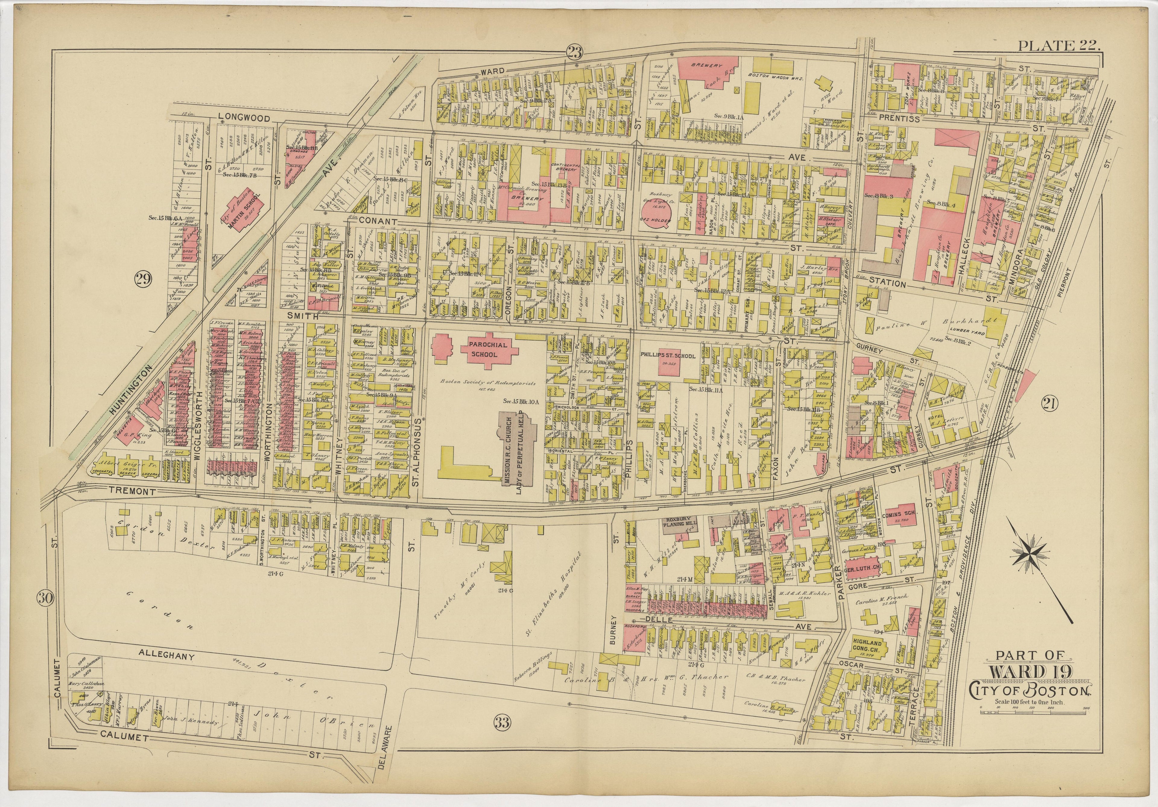 This old map of Boston, Massachusetts, Roxbury, , West Roxbury was created by Bromley, George Washington|Bromley, Walter Scott|G.W. Bromley &amp; Co in 1895