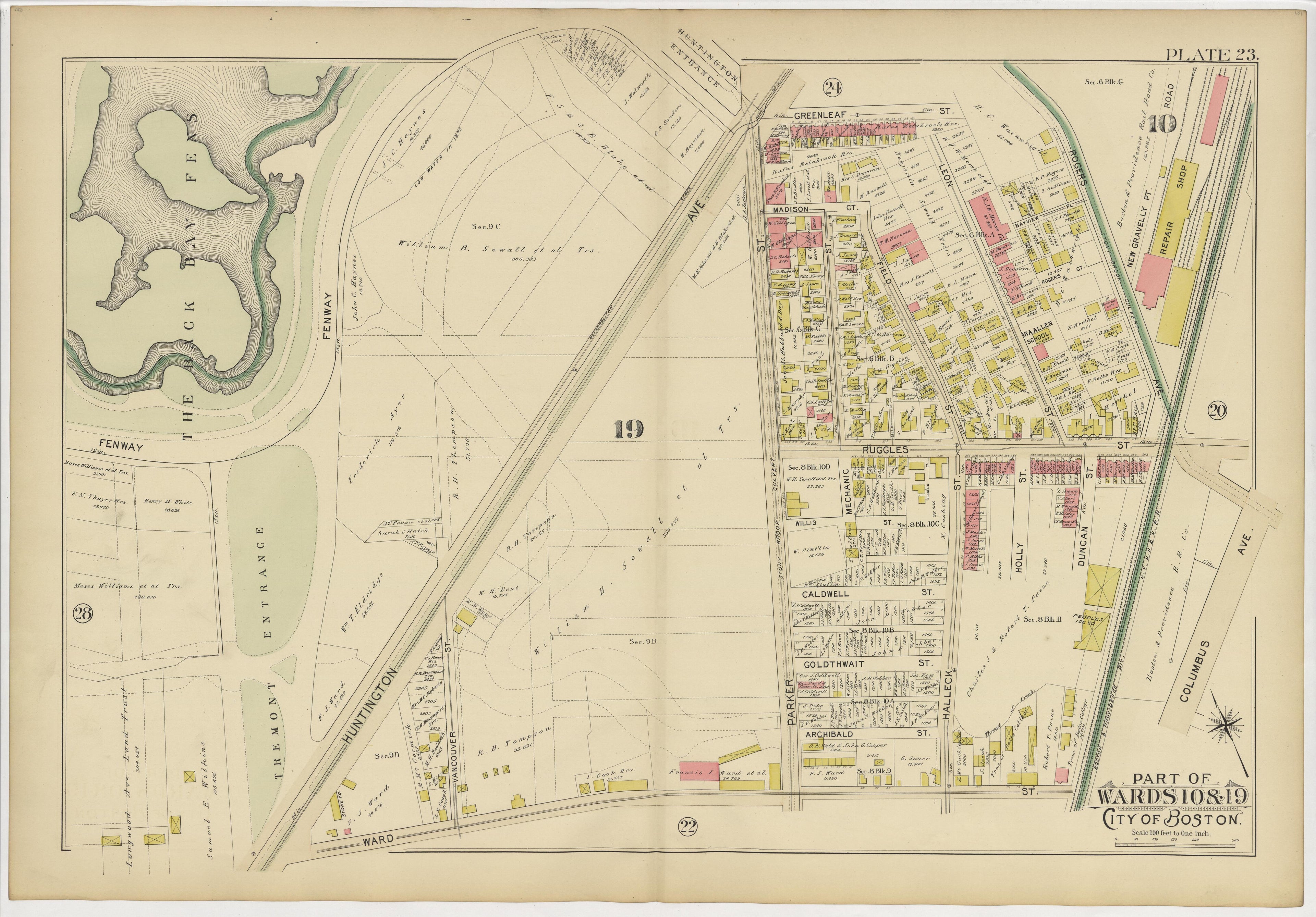 This old map of Boston, Massachusetts, Roxbury, , West Roxbury was created by Bromley, George Washington|Bromley, Walter Scott|G.W. Bromley &amp; Co in 1895