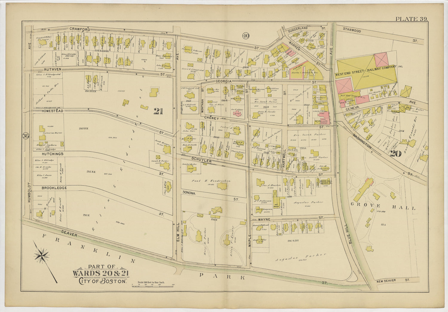 This old map of Boston, Massachusetts, Roxbury, , West Roxbury was created by Bromley, George Washington|Bromley, Walter Scott|G.W. Bromley &amp; Co in 1895