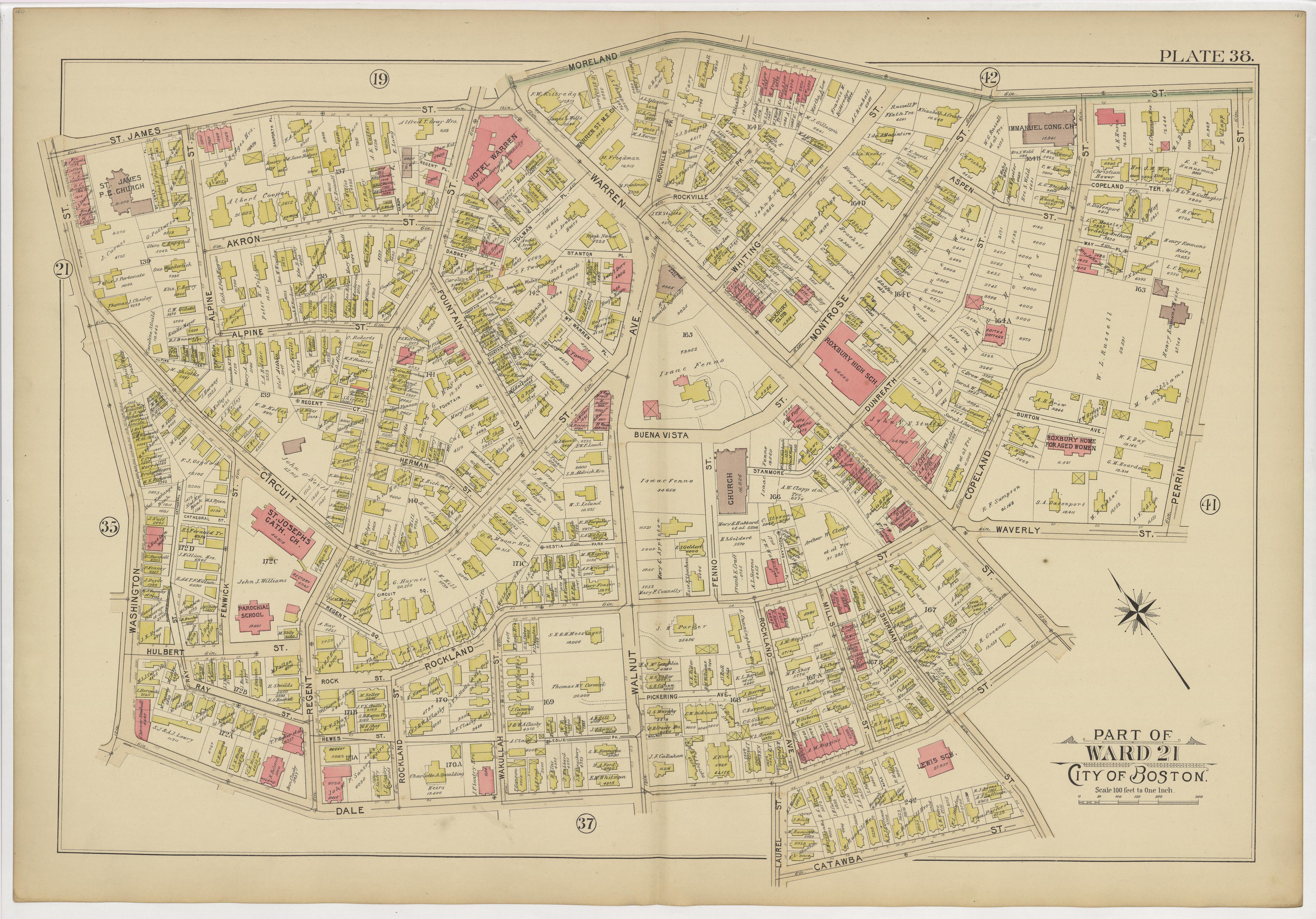 This old map of Boston, Massachusetts, Roxbury, , West Roxbury was created by Bromley, George Washington|Bromley, Walter Scott|G.W. Bromley &amp; Co in 1895
