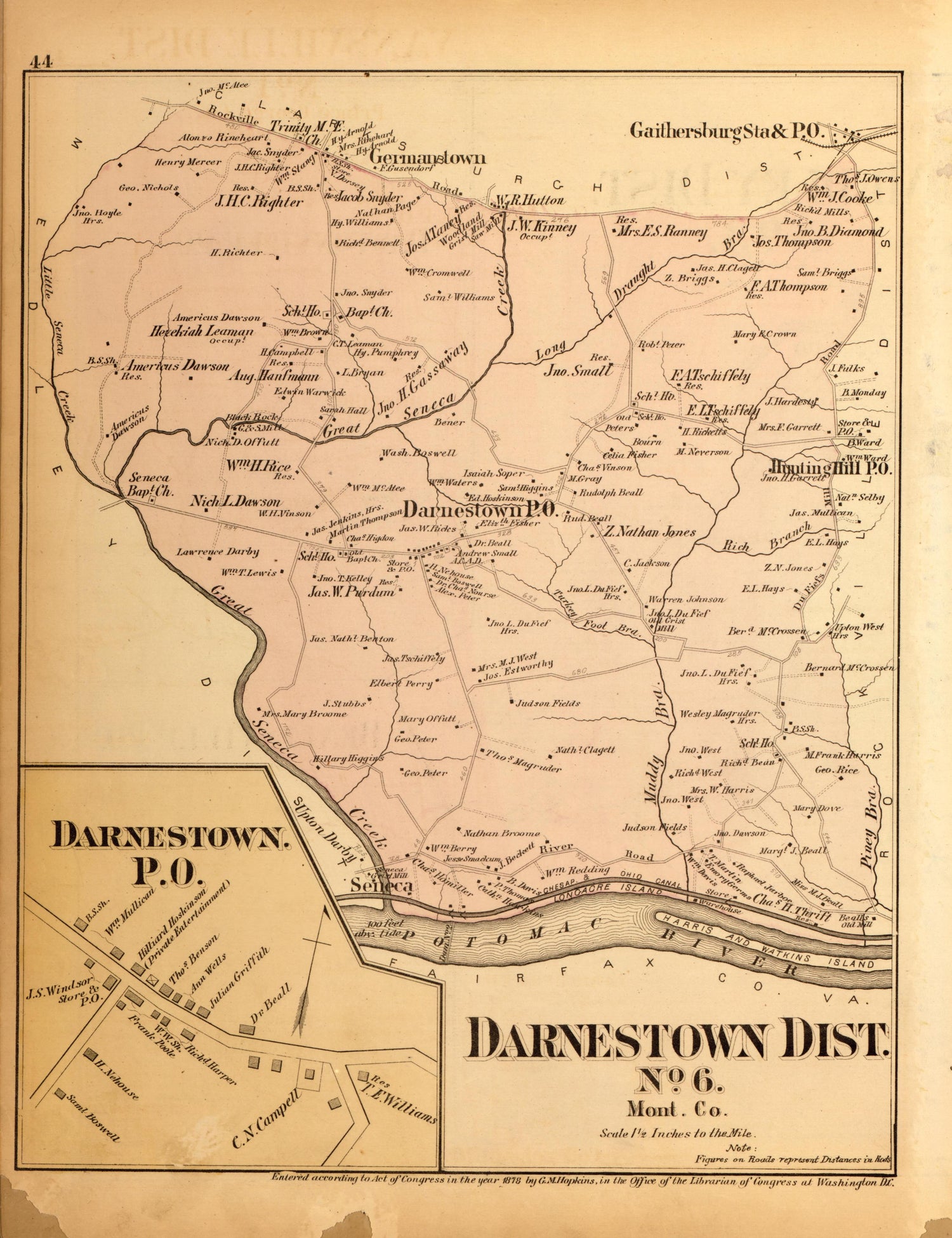 Darnestown Dist. No. 6 from Atlas of Fifteen Miles Around Washington, Including the County of Montgomery, Maryland 1879 by Relic Map Company