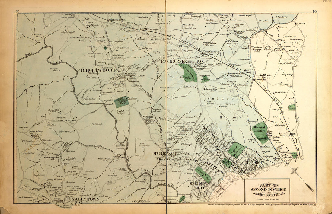 Part of Second Dist.of District of Columbia from Atlas of Fifteen Miles Around Washington, Including the County of Montgomery, Maryland 1879 by Relic Map Company