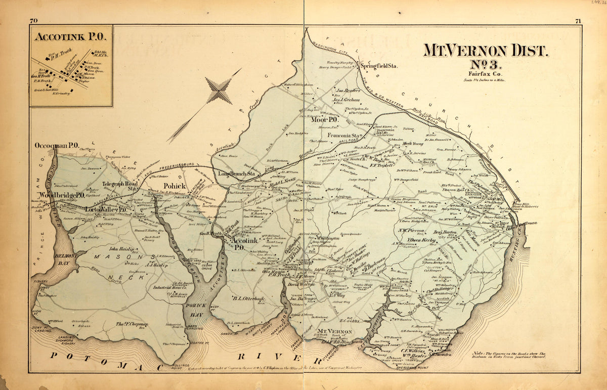 Mt. Vernon Dist. No. 3 from Atlas of Fifteen Miles Around Washington, Including the County of Montgomery, Maryland 1879 by Relic Map Company