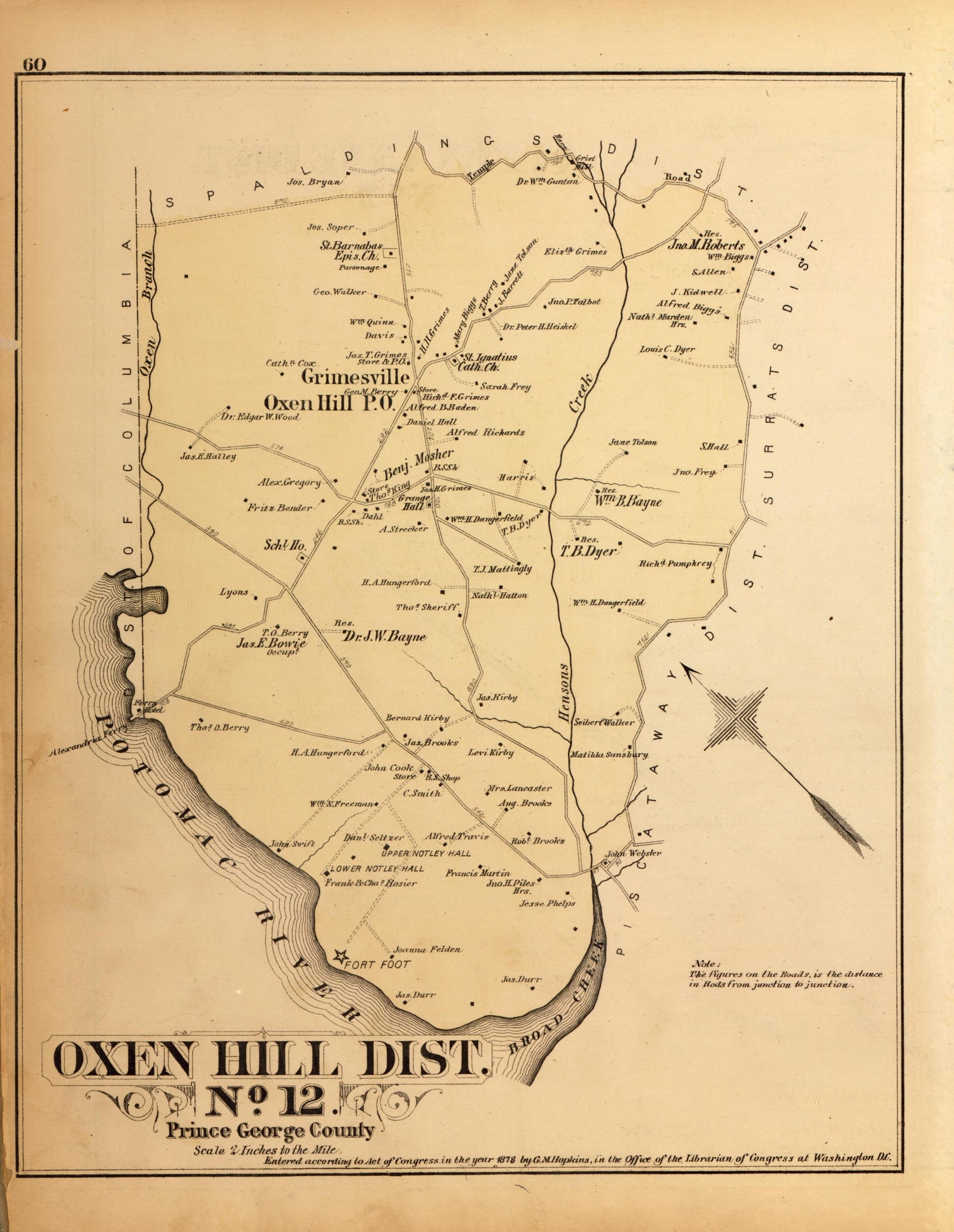 Oxen Hill Dist. No. 12 from Atlas of Fifteen Miles Around Washington, Including the County of Montgomery, Maryland 1879 by Relic Map Company