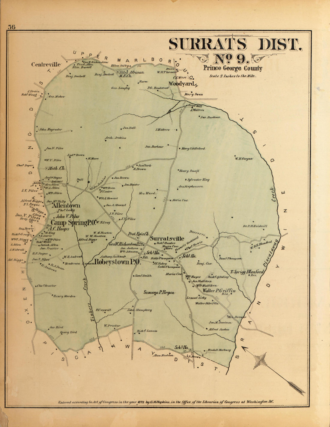 Surrats Dist. No. 9 from Atlas of Fifteen Miles Around Washington, Including the County of Montgomery, Maryland 1879 by Relic Map Company
