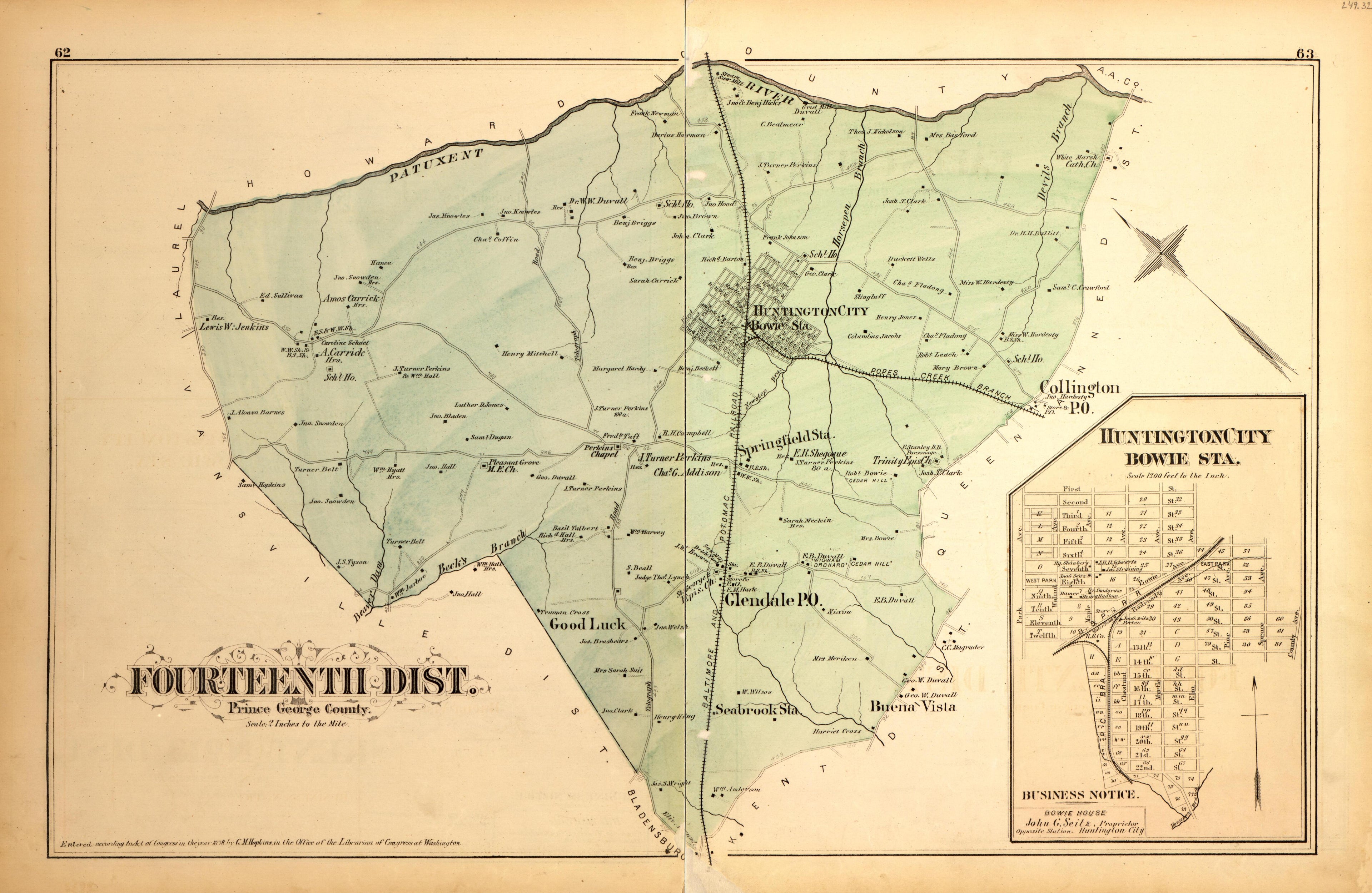 Fourteenth Dist. from Atlas of Fifteen Miles Around Washington, Including the County of Montgomery, Maryland 1879 by Relic Map Company