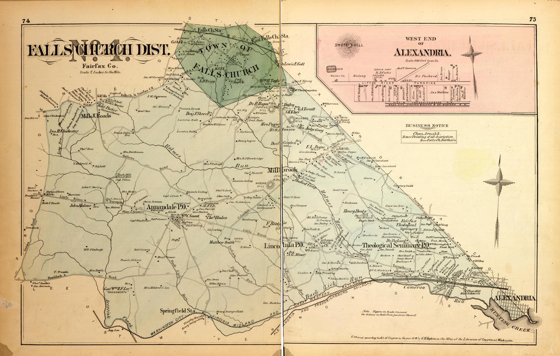 Falls Church Dist. No. 1 from Atlas of Fifteen Miles Around Washington, Including the County of Montgomery, Maryland 1879 by Relic Map Company