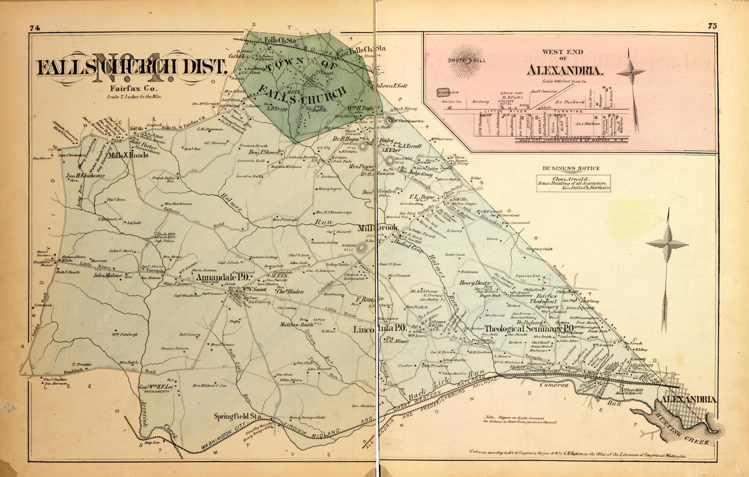 Falls Church Dist. No. 1 from Atlas of Fifteen Miles Around Washington, Including the County of Montgomery, Maryland 1879 by Relic Map Company