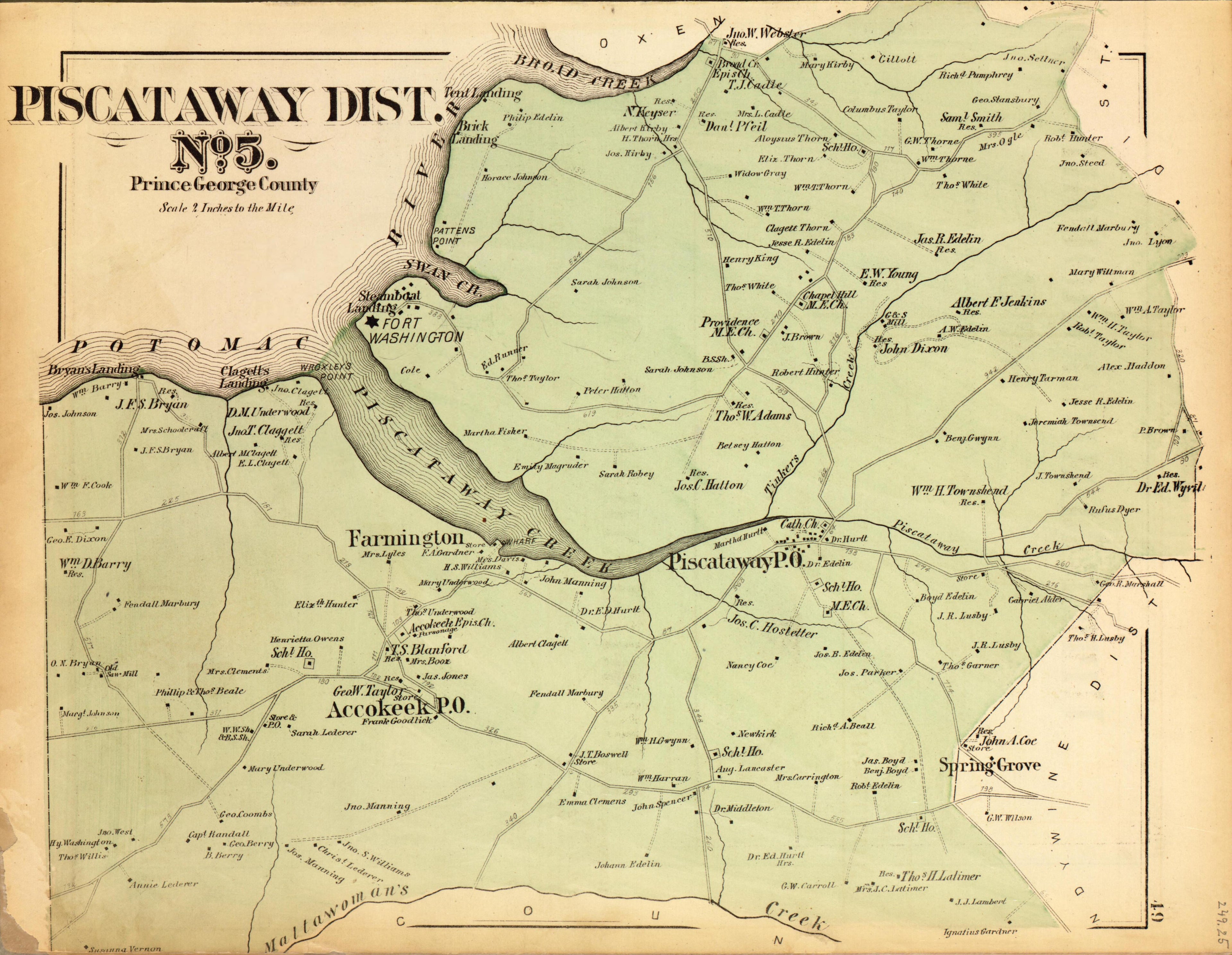 Piscataway Dist. No. 5 from Atlas of Fifteen Miles Around Washington, Including the County of Montgomery, Maryland 1879 by Relic Map Company