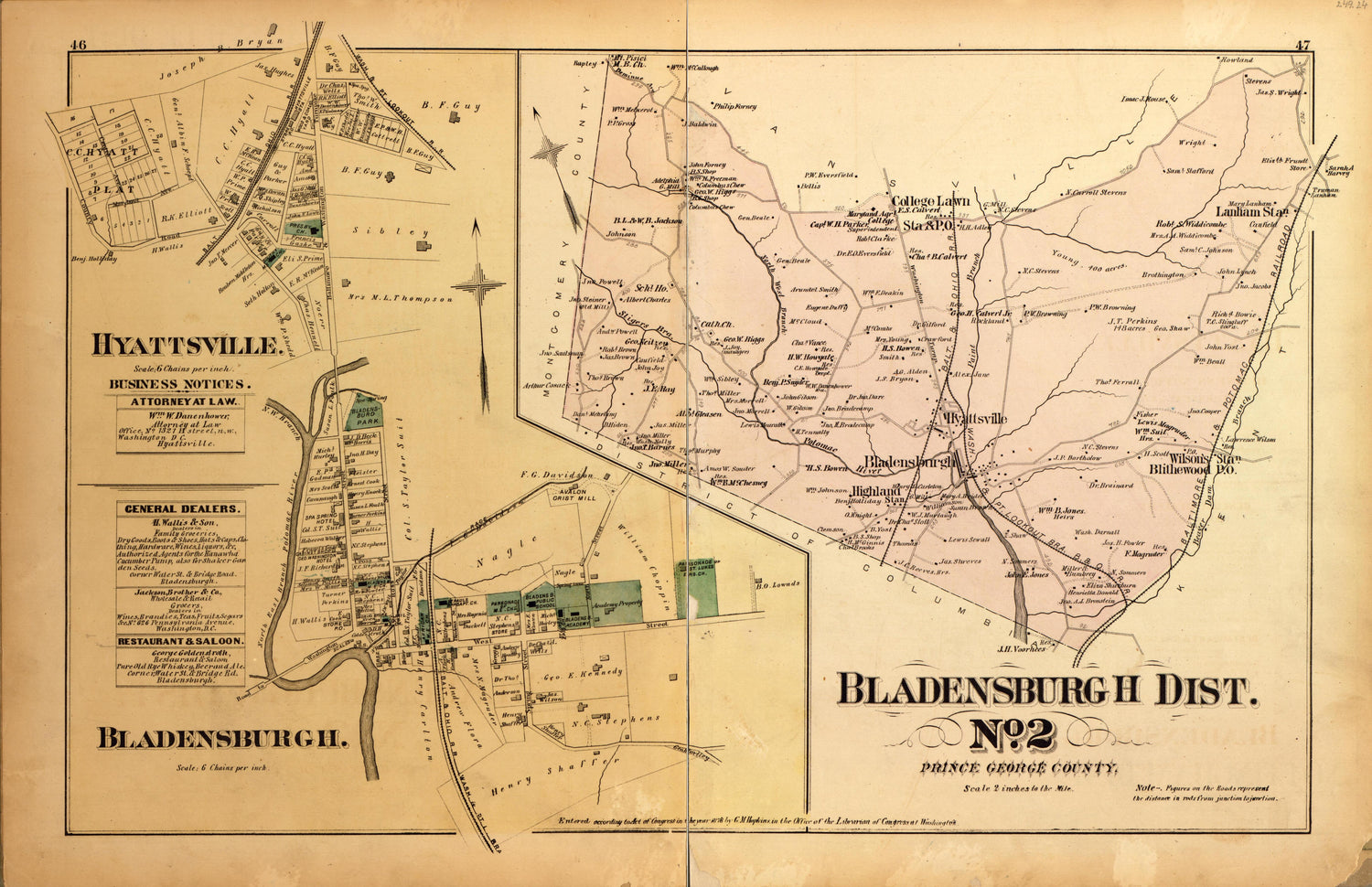 Bladensburgh Dist. No. 2 from Atlas of Fifteen Miles Around Washington, Including the County of Montgomery, Maryland 1879 by Relic Map Company