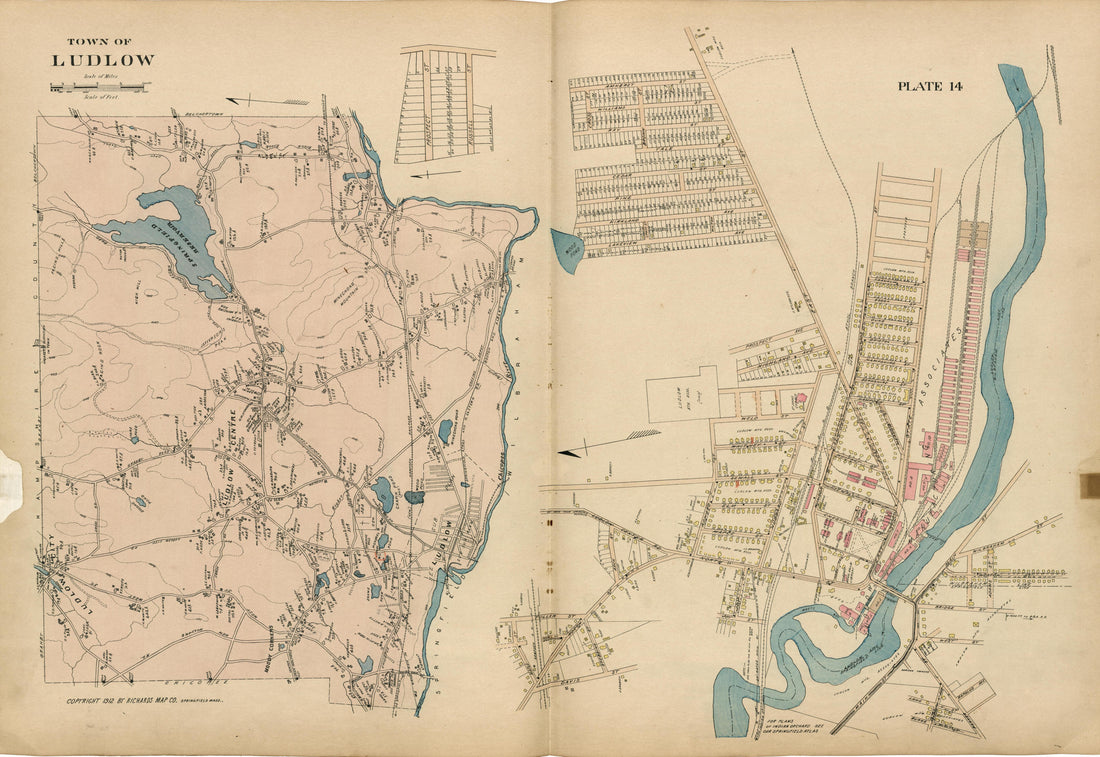 Plate 14: Town of Ludlow from Richards Standard Atlas of Hampden County, Massachusetts : Based Upon, and Carefully Compiled From, the Official Plans, Surveys and Records of the City Engineers, Assessors and Other Municipal Departments, Together With P... by Relic Map Company